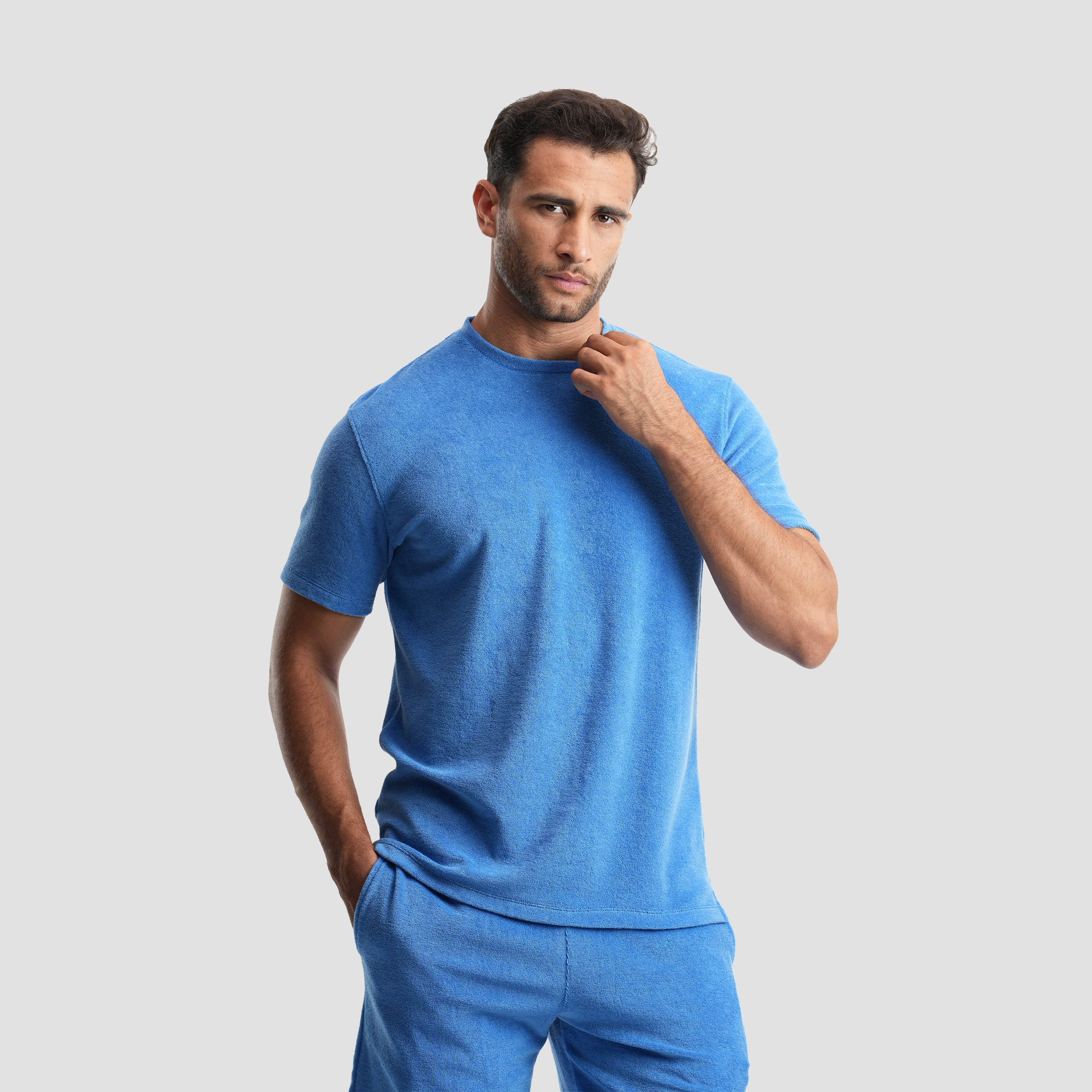 Men's Blue Towel T-Shirt (MTSB-01) - Naga Homme