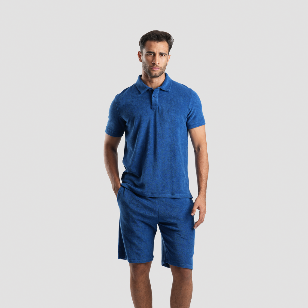 Men's Dark Blue Towel Short (MSRB-02) - Naga Homme