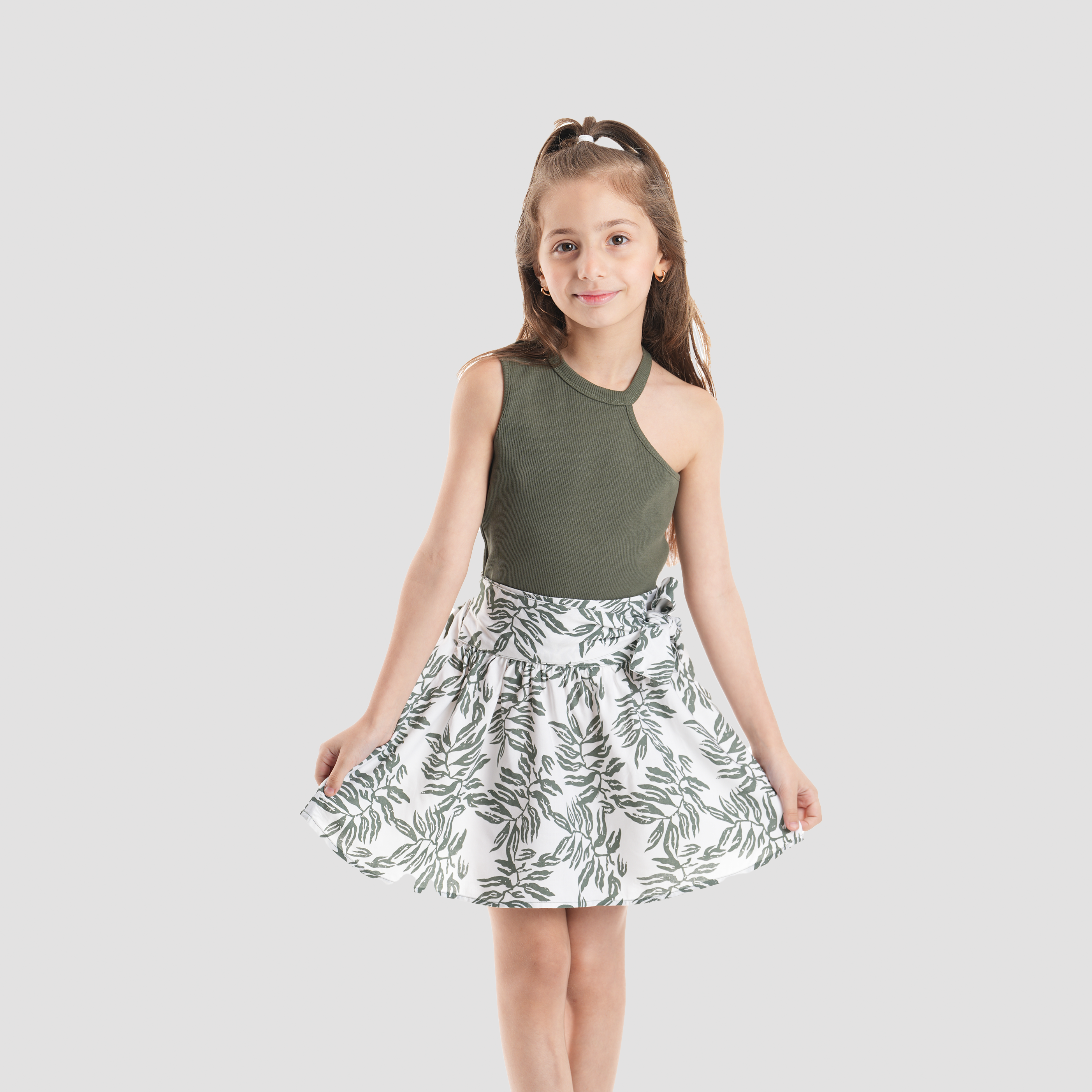 Leaf Print White Skirt-GSK-54S - Naga Homme