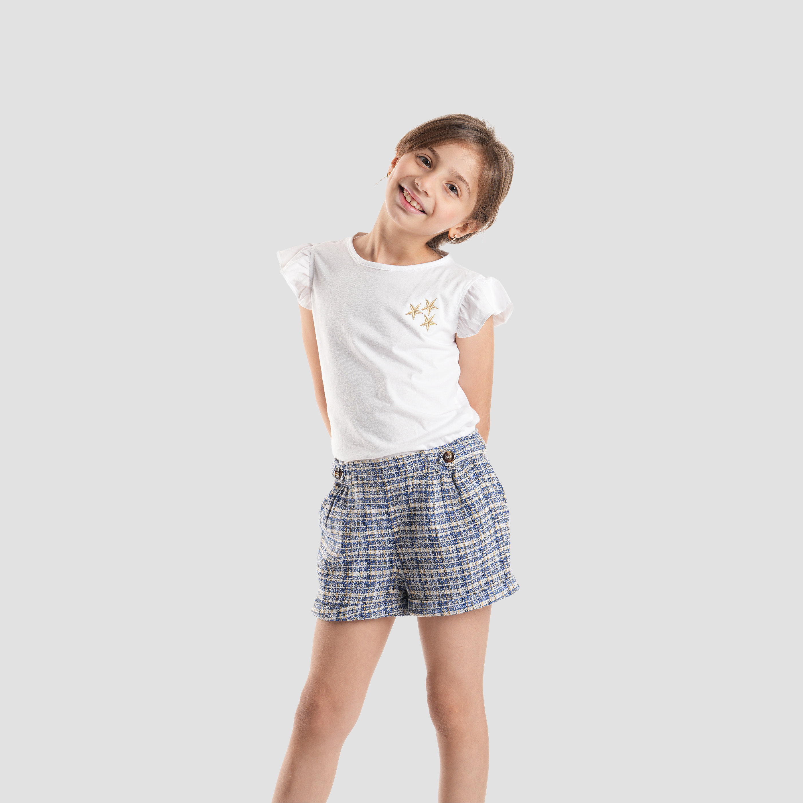 Blue Patterned Short for Girls-GSR-33 - Naga Homme