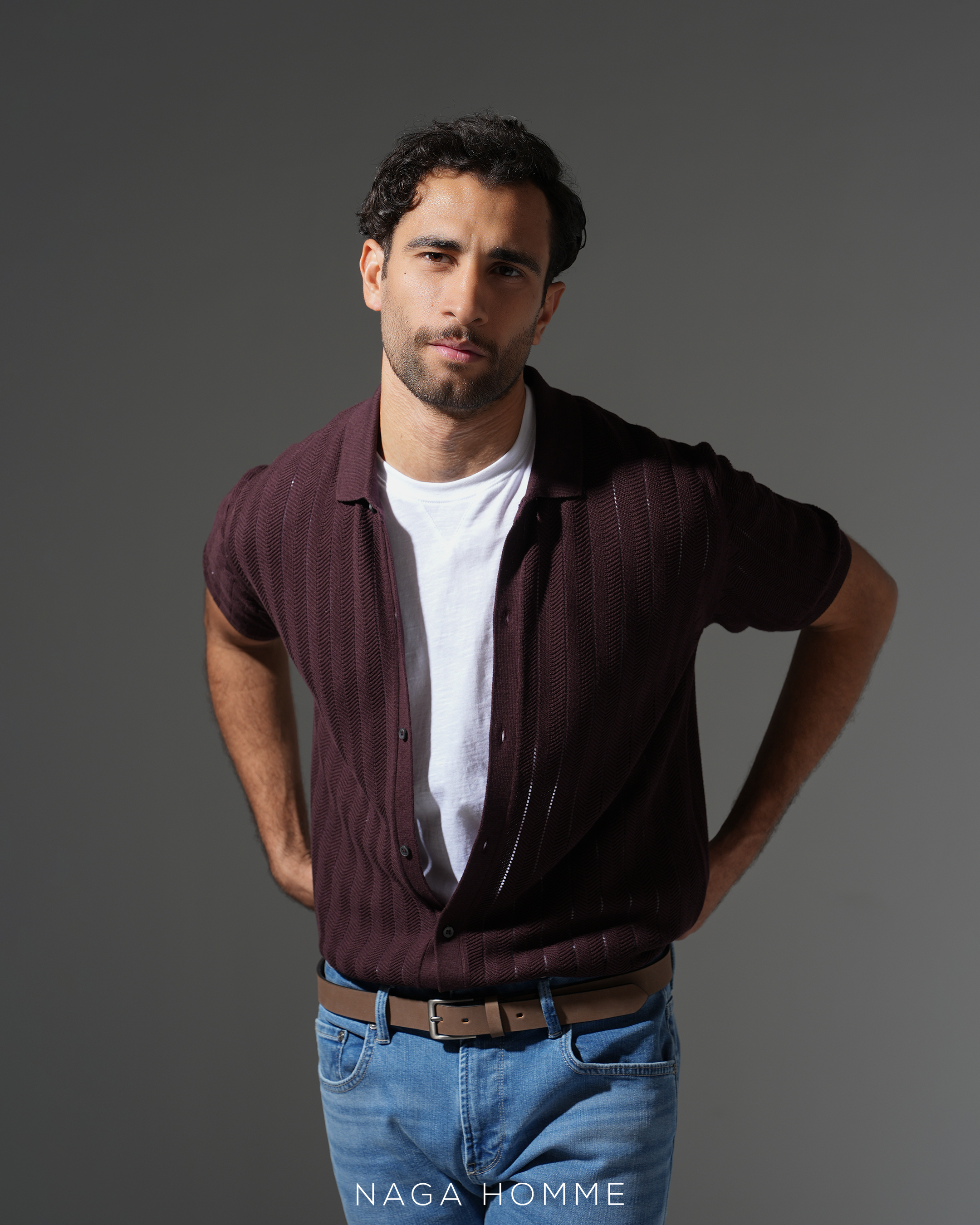 Men’s Burgundy Summer Polo Shirt-(mpo161)