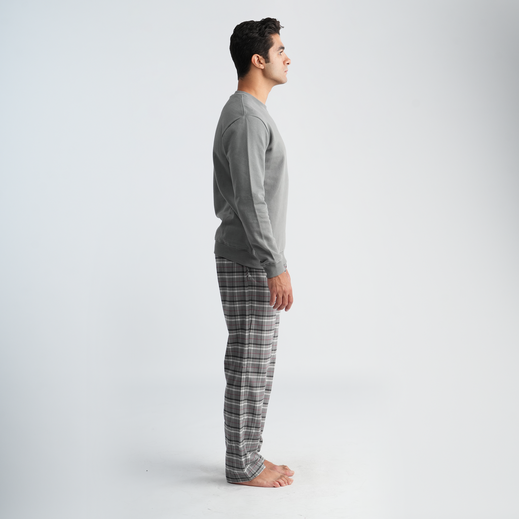 Men's Grey Pajama Set-MPJL147