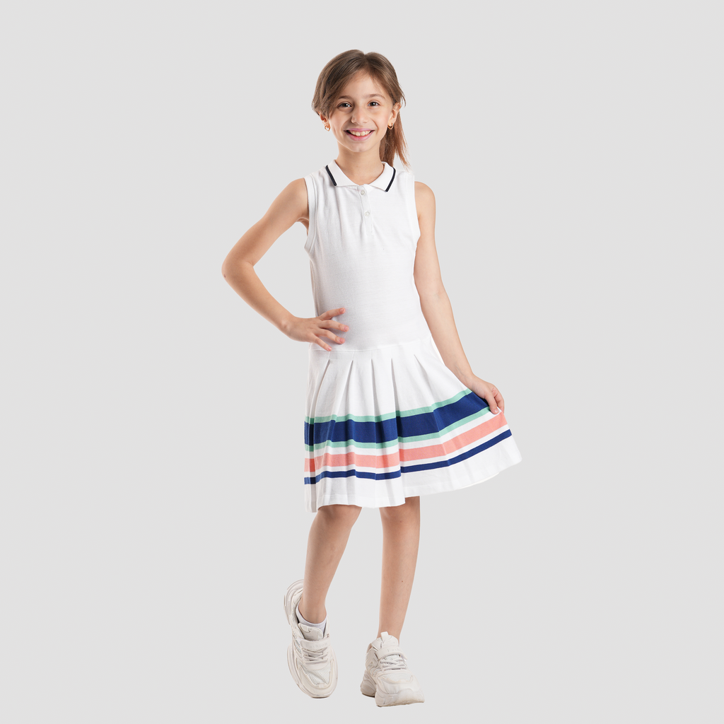 White Striped Dress-GDR-33S - Naga Homme