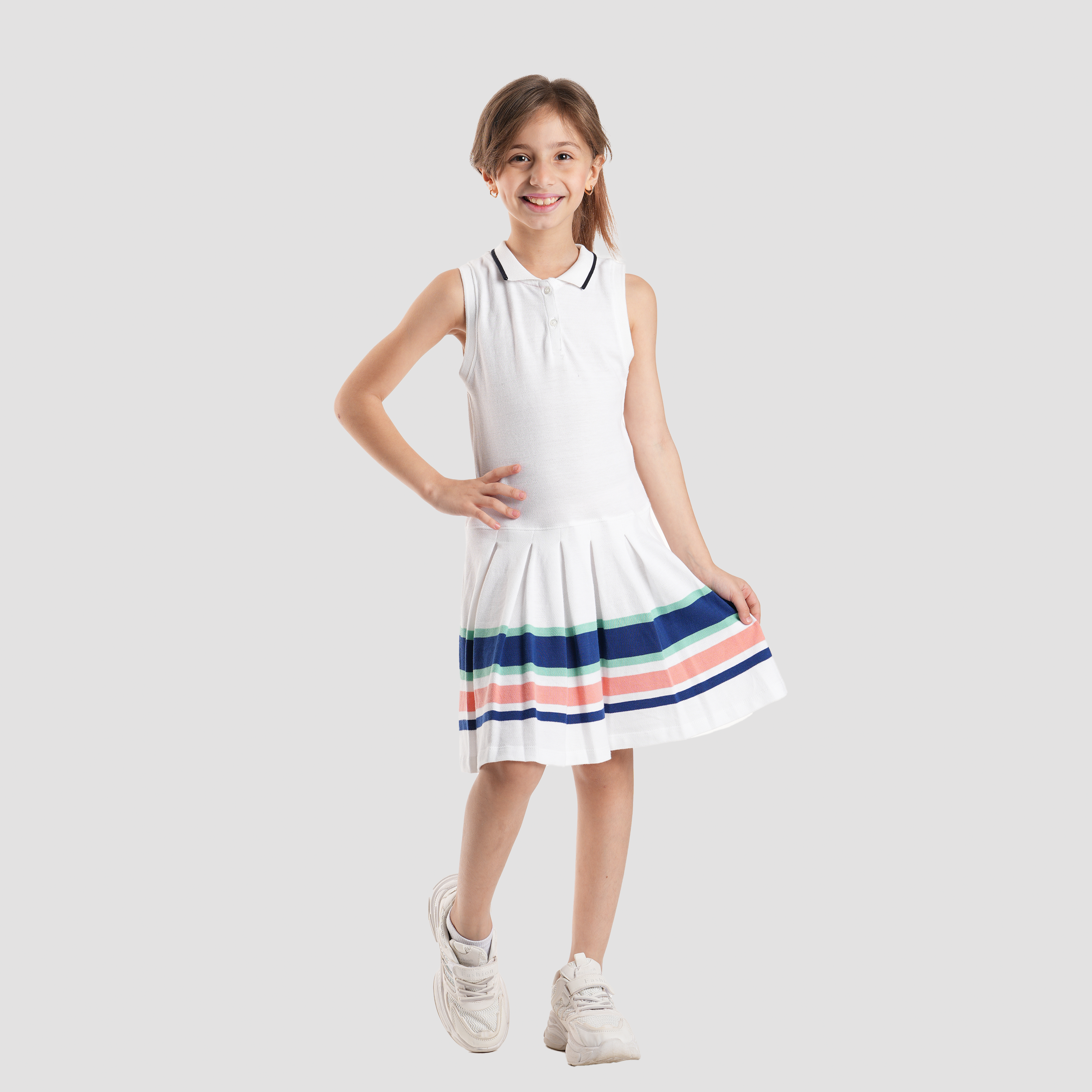 White Striped Dress-GDR-33S - Naga Homme