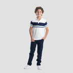 White Striped Polo Shirt-BPO104S - Naga Homme