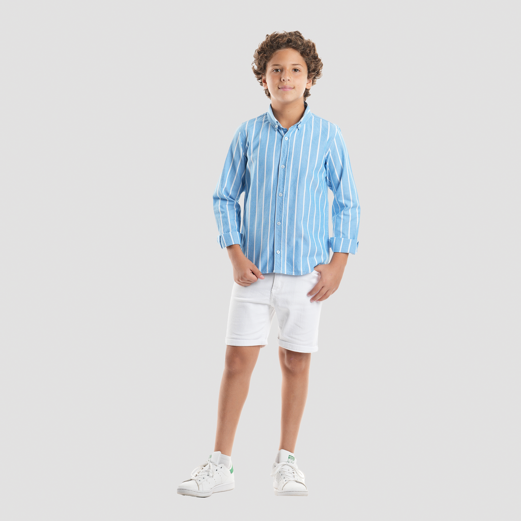 Boys' Blue Striped Shirt-BSH156S - Naga Homme