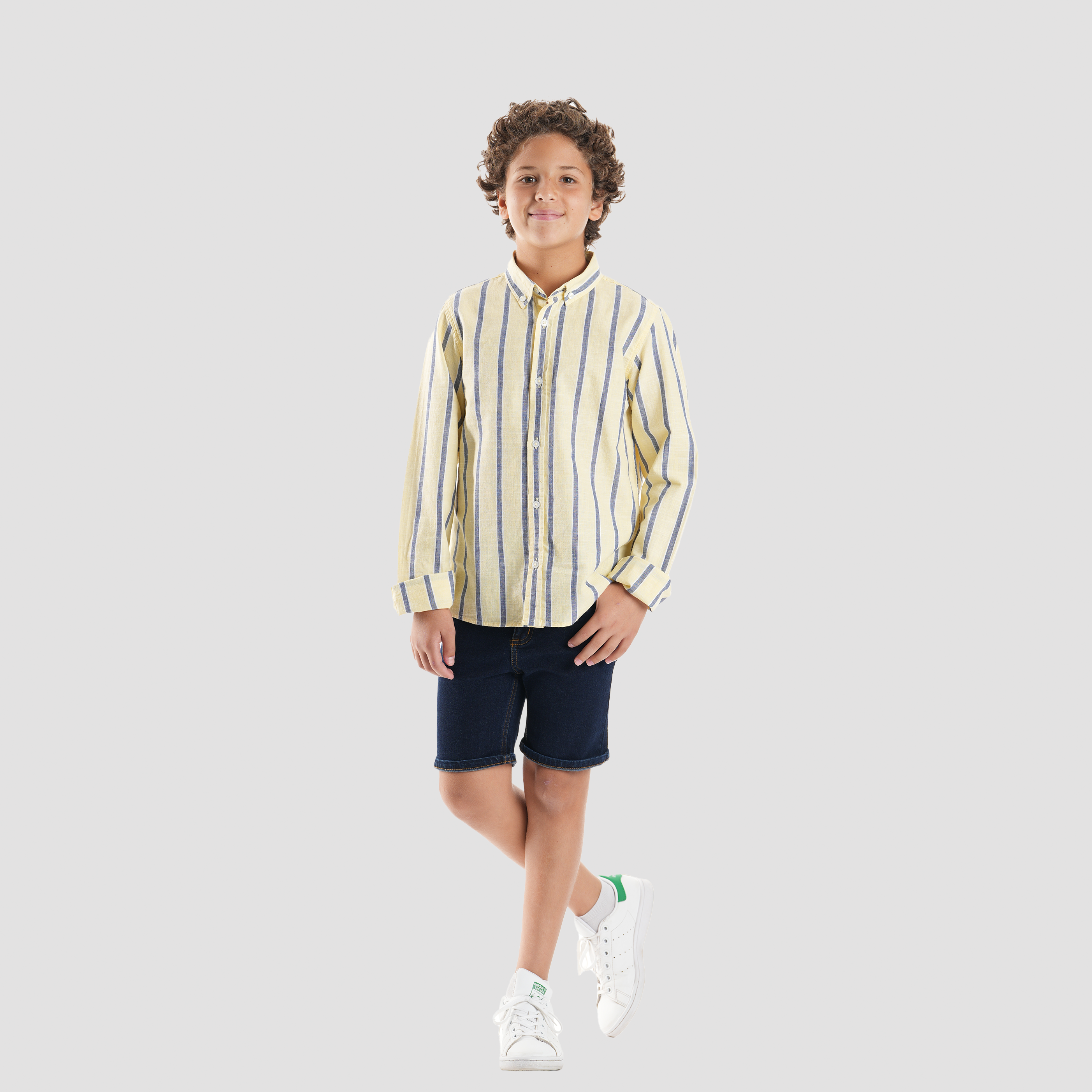 Boys' Yellow*Blue Striped Shirt-BSH139 - Naga Homme