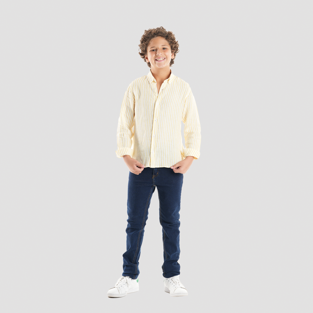 Boys' Yellow Linen Shirt-BSH157S - Naga Homme