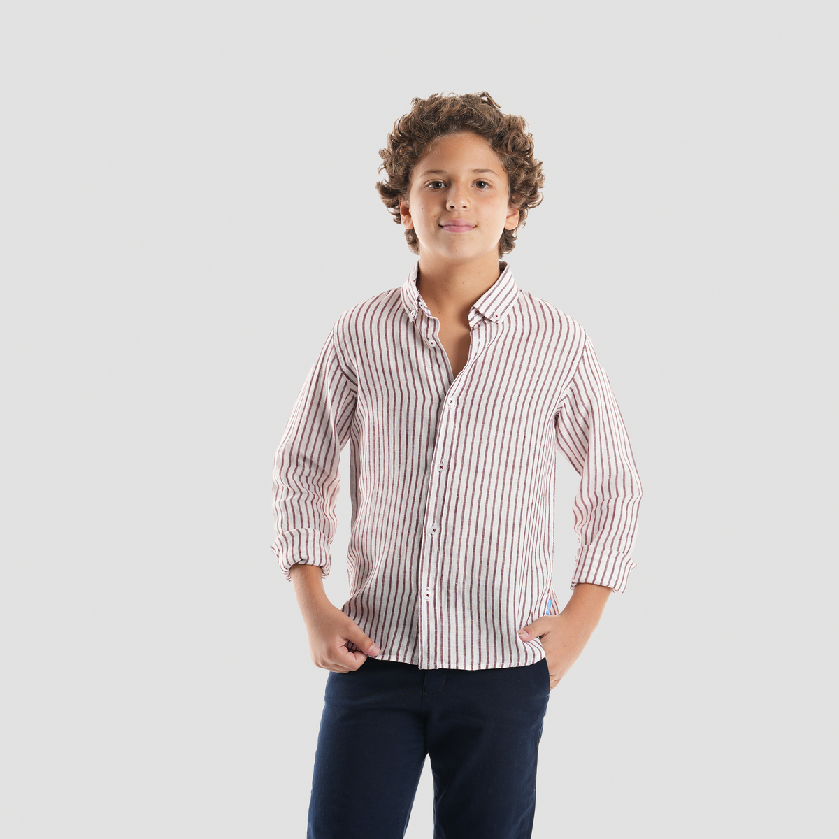 Boys' Striped Linen Shirt-BSH157S