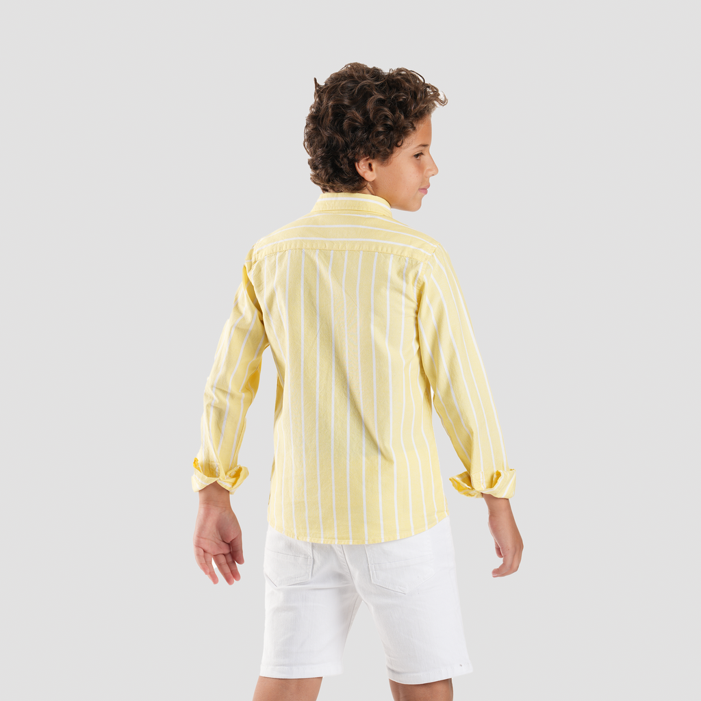 Boys' Yellow Striped Shirt-BSH156S - Naga Homme
