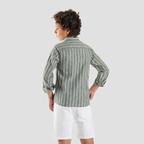 Boys' Green Linen Shirt-BSH148S - Naga Homme
