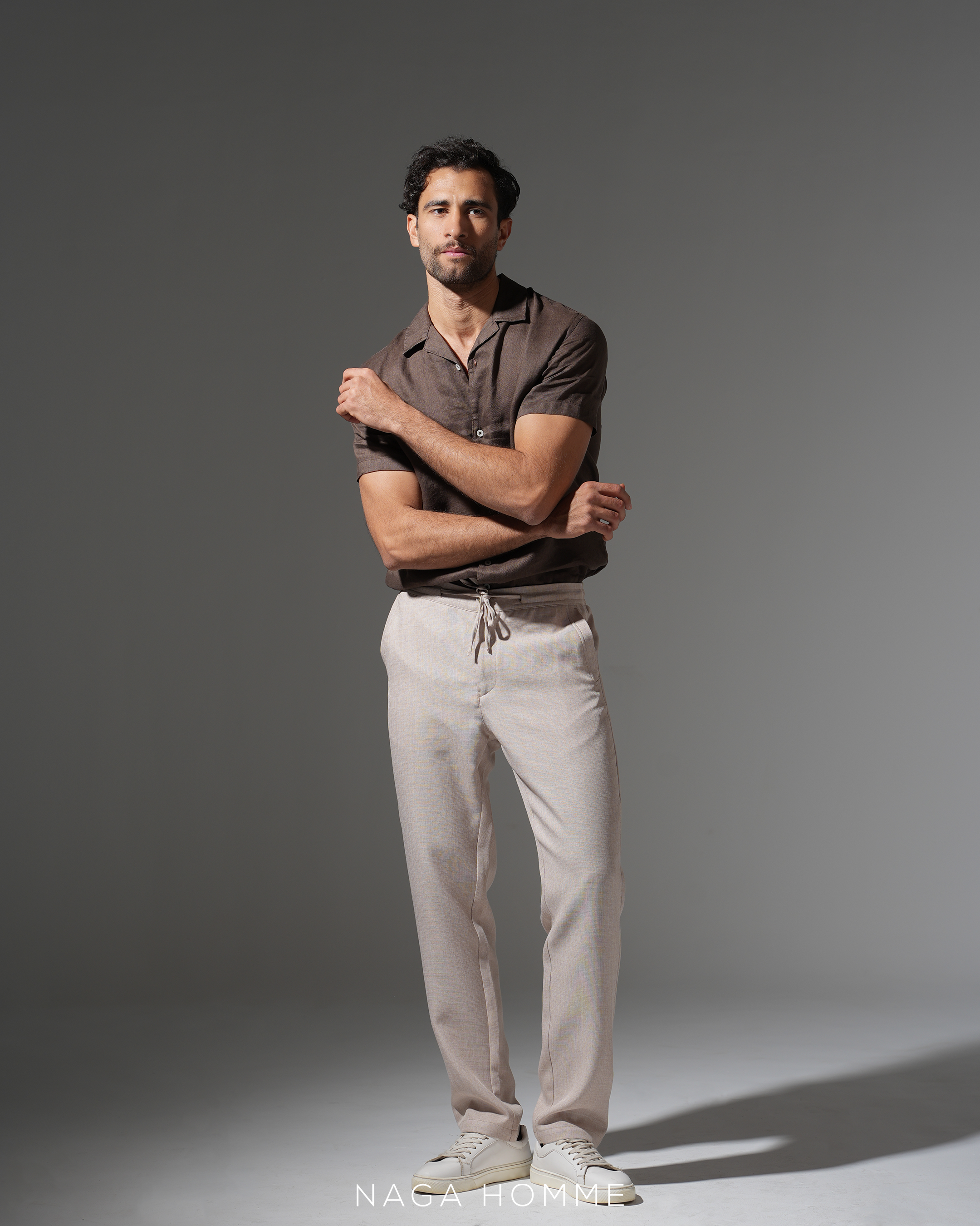 Chocolate Short-Sleeve Linen Shirt(0194) Main image