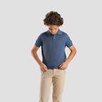 Boys' Blue Textured Polo-BPO-93S - Naga Homme
