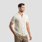 Light Beige short sleeve polo-MPO138s - Naga Homme