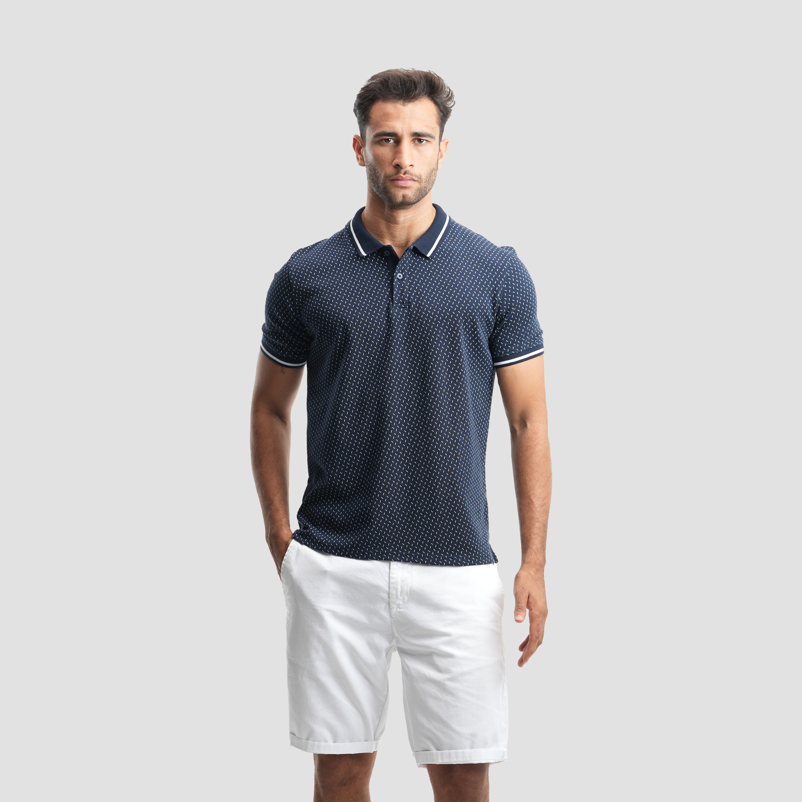 Men's short sleeve navy polo-MPO-94s - Naga Homme Main image