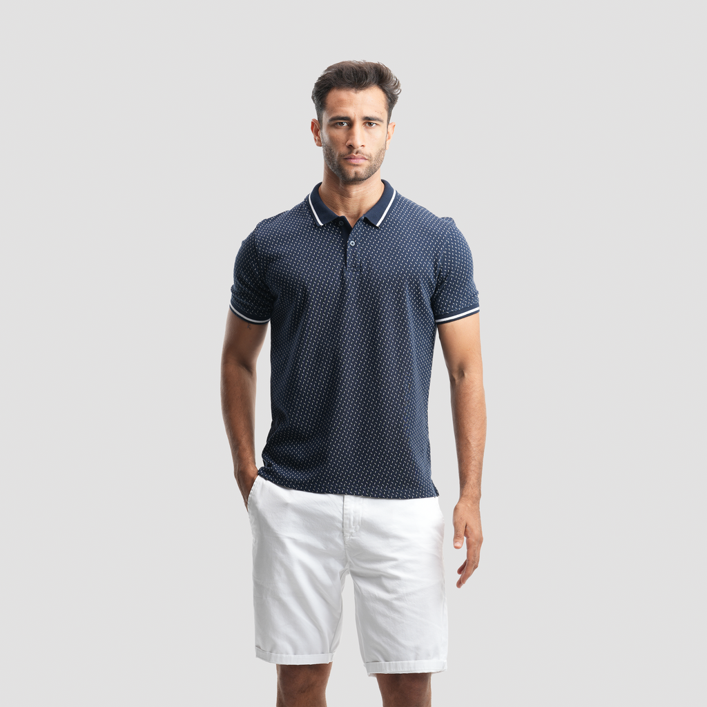 Men's short sleeve navy polo-MPO-94s - Naga Homme