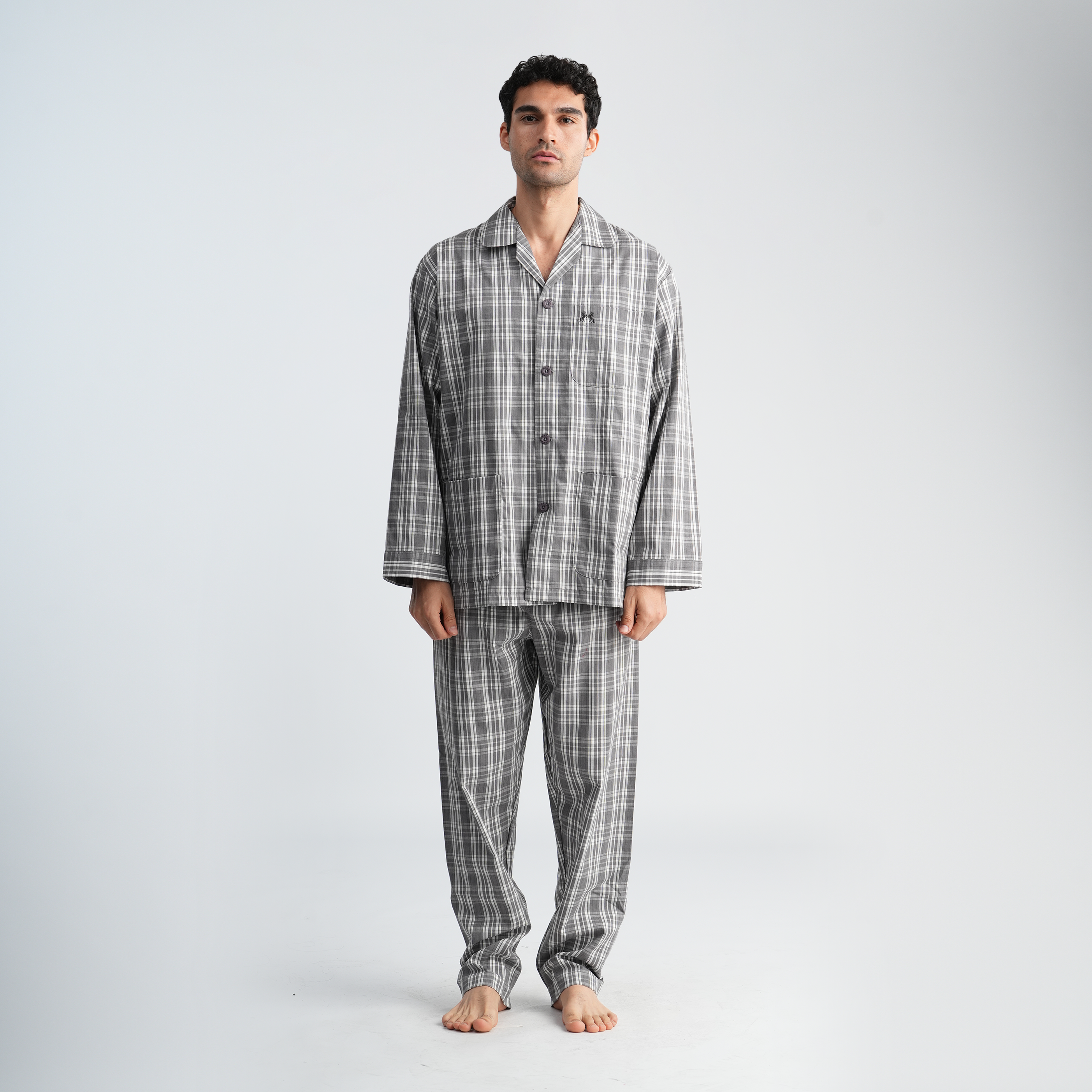 Men's Grey Classic Pajama Set-MPJLC151