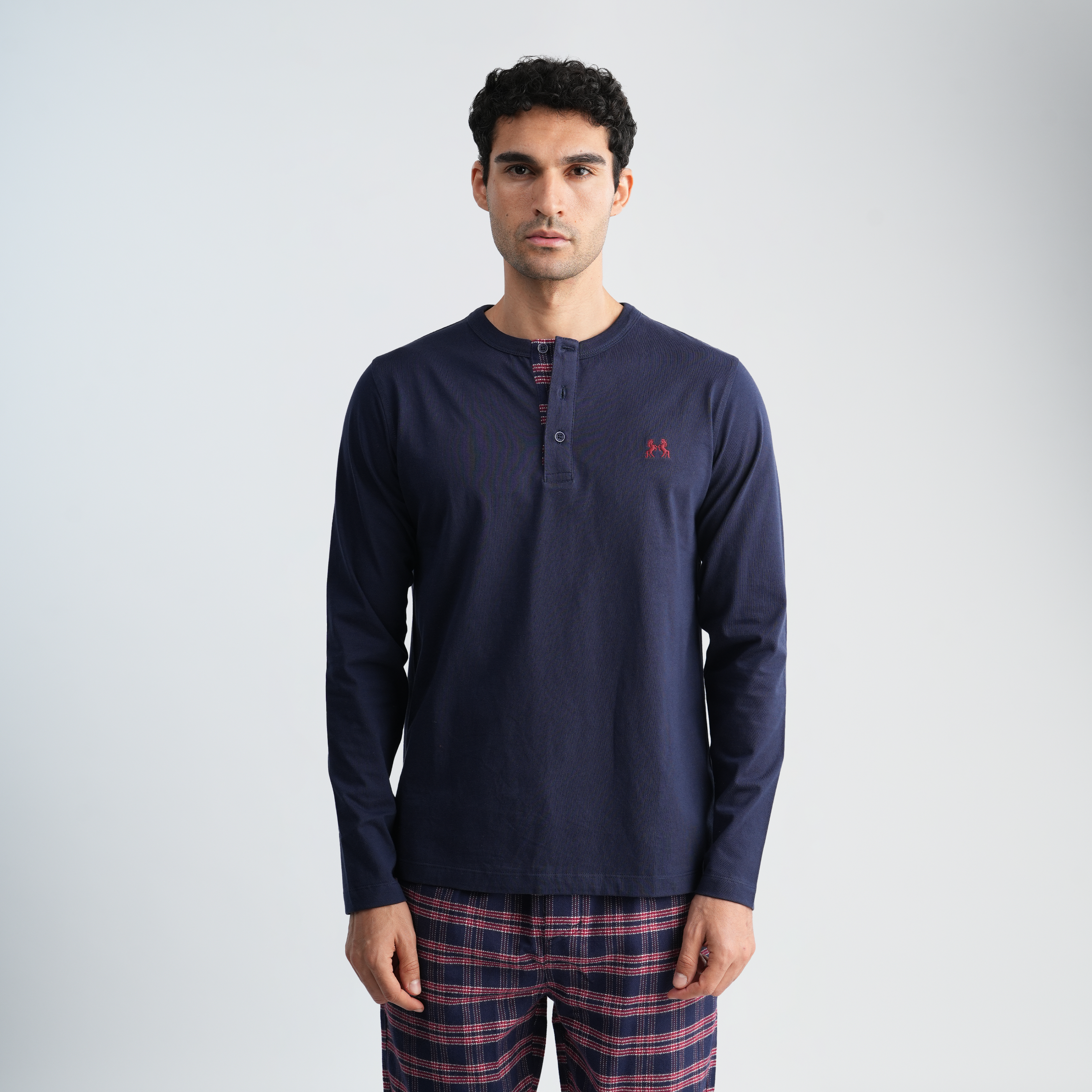 Men's Navy Pajama Set-MPJL143