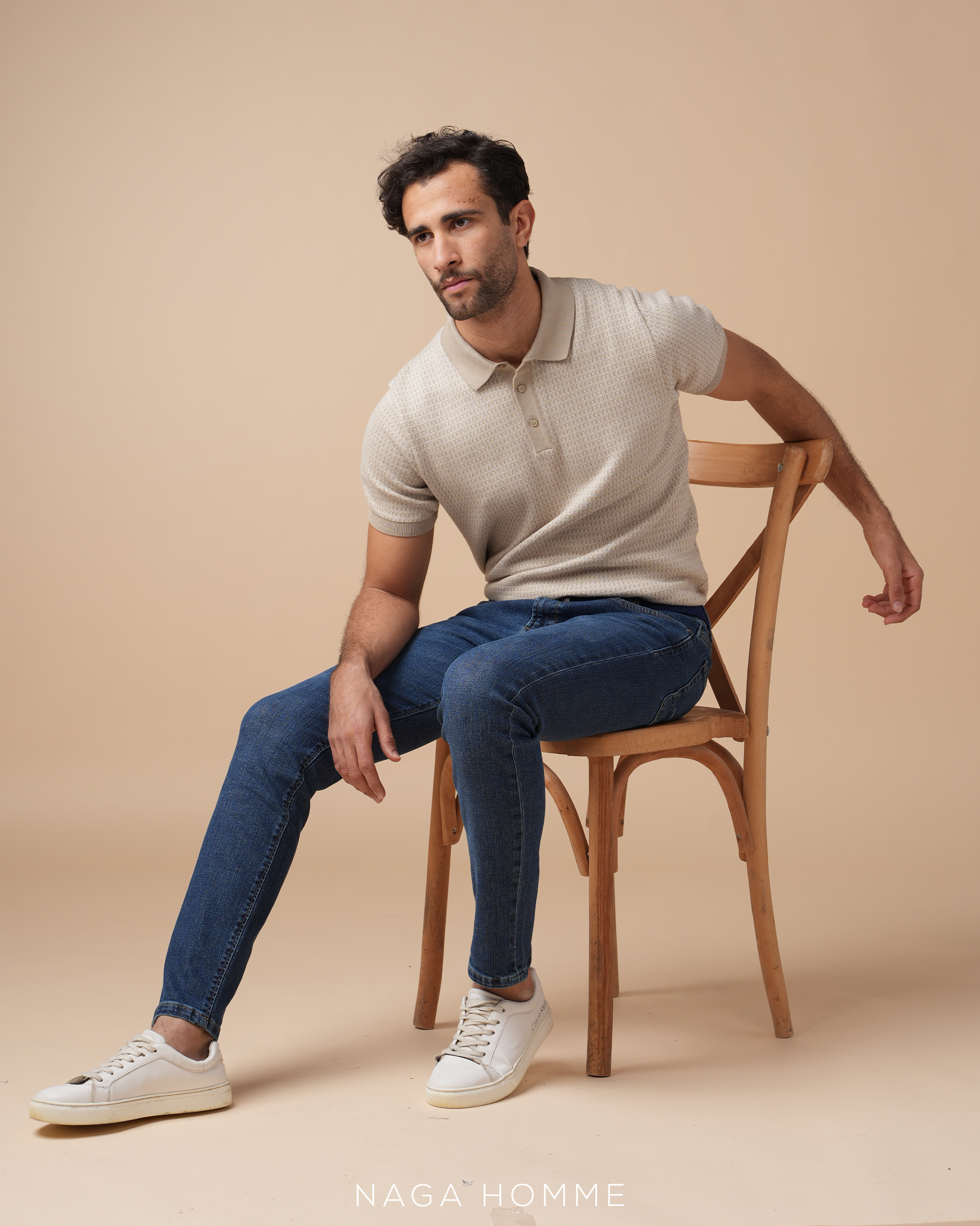 Men's Short sleeve Beige polo (MPO154)