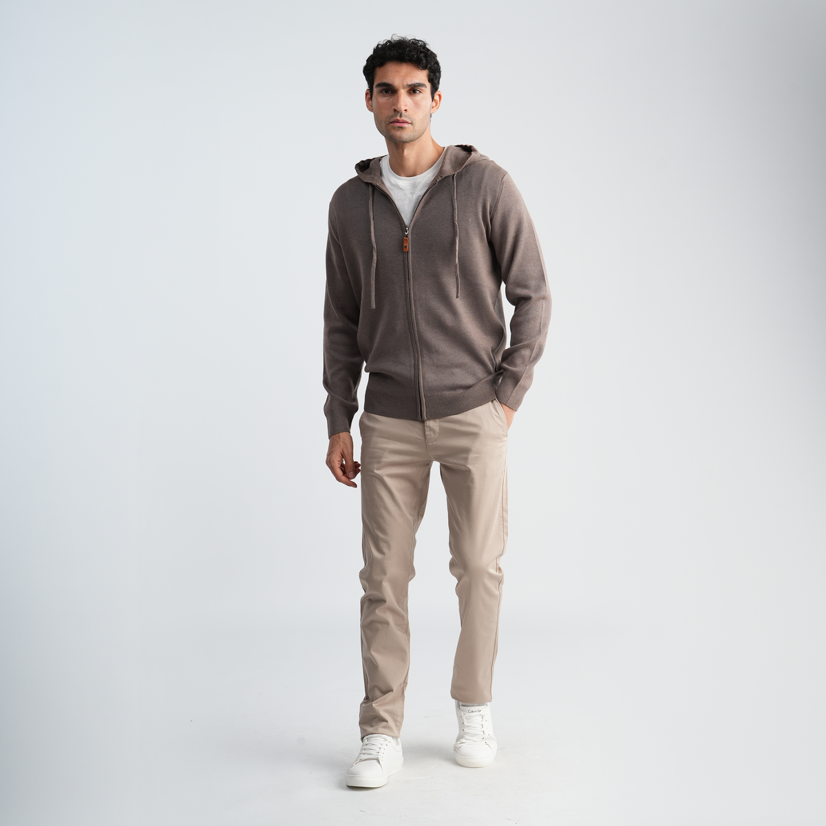 Men's Coffee Knit Hoodie-MPLFSH-30