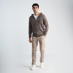 Men's Coffee Knit Hoodie-MPLFSH-30
