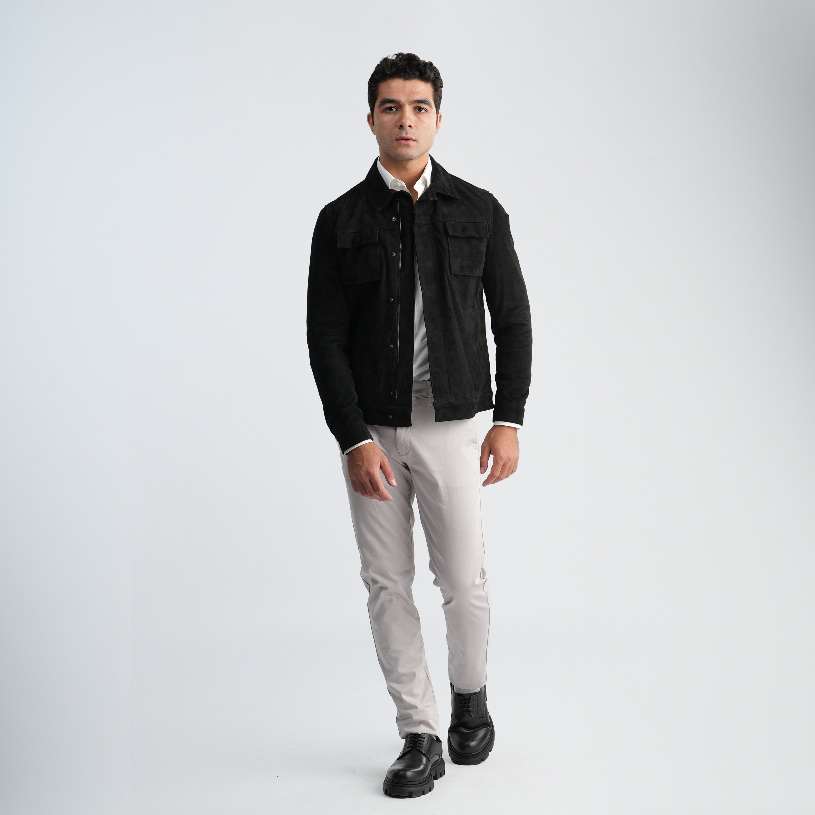 Men's Black Jacket-MLJ-46