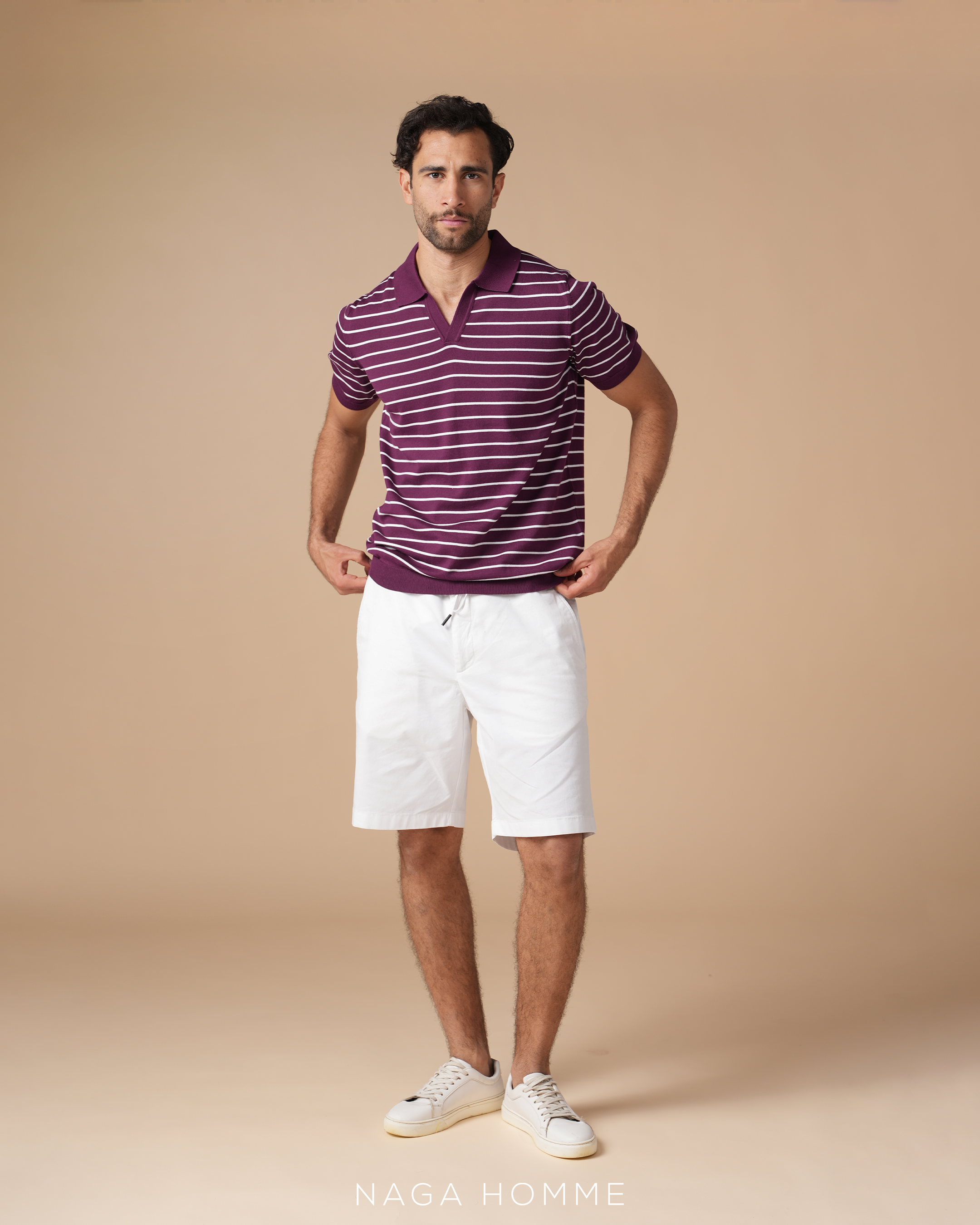 Bordeaux Striped Men’s Polo – (MPO143) Main image