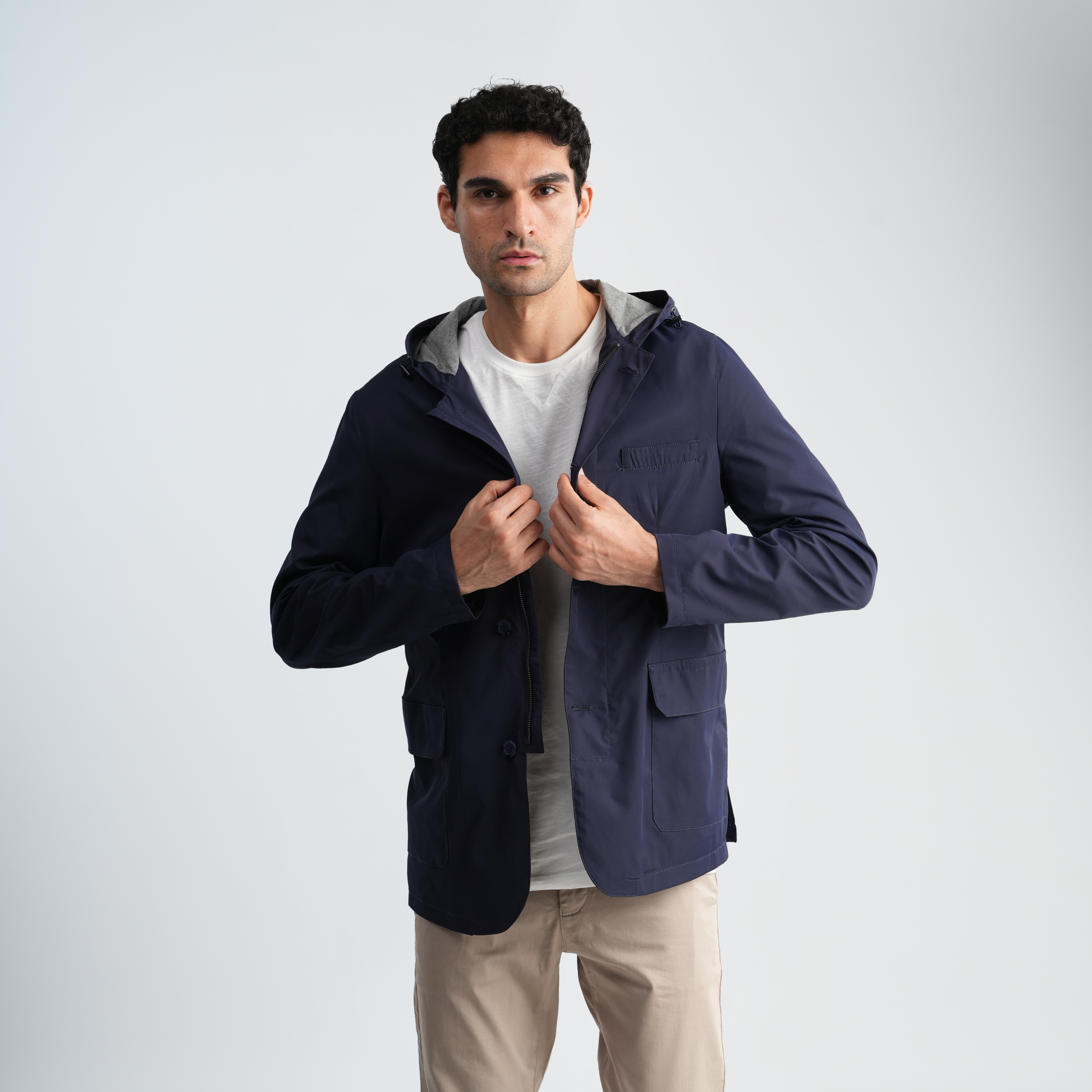 Men's Navy Hoodie Jacket-MJKF-33 Secondary image