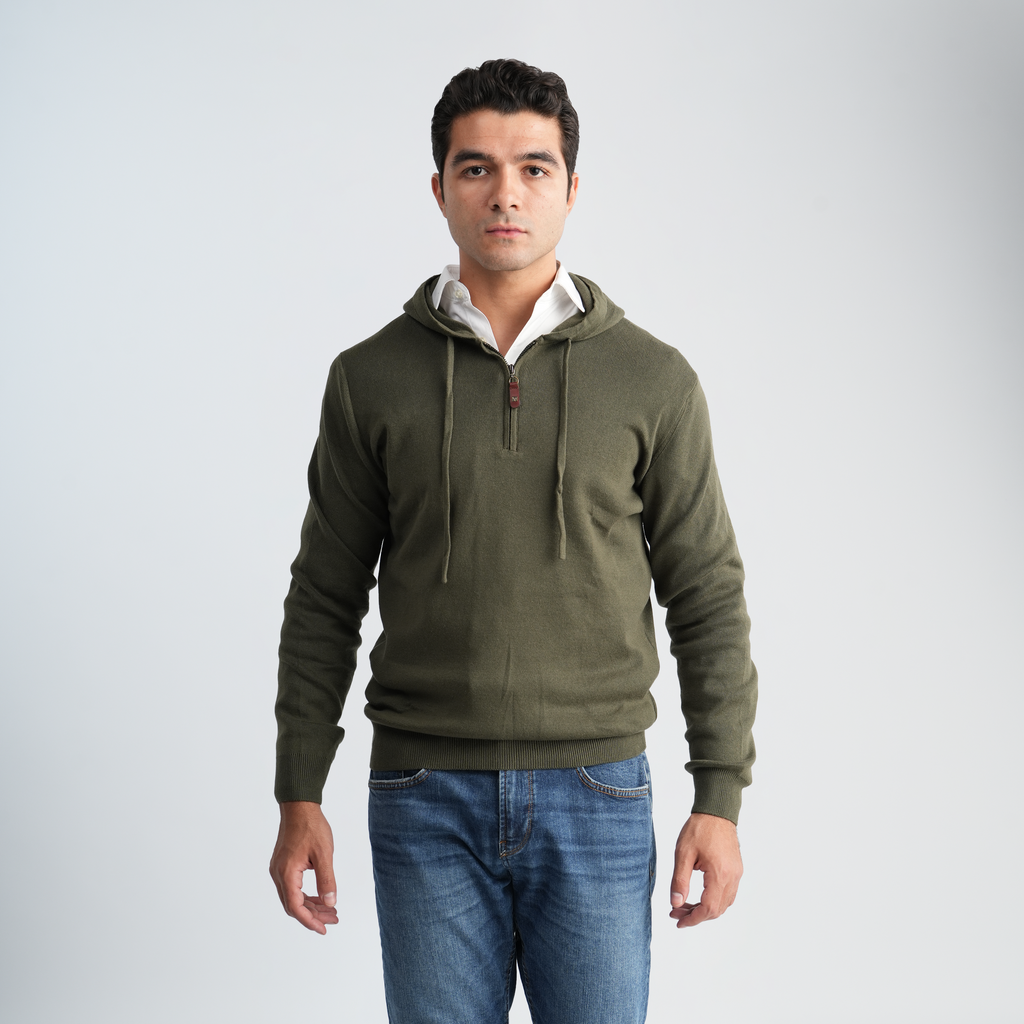 Men's Olive Hoodie-MPLFSH-28
