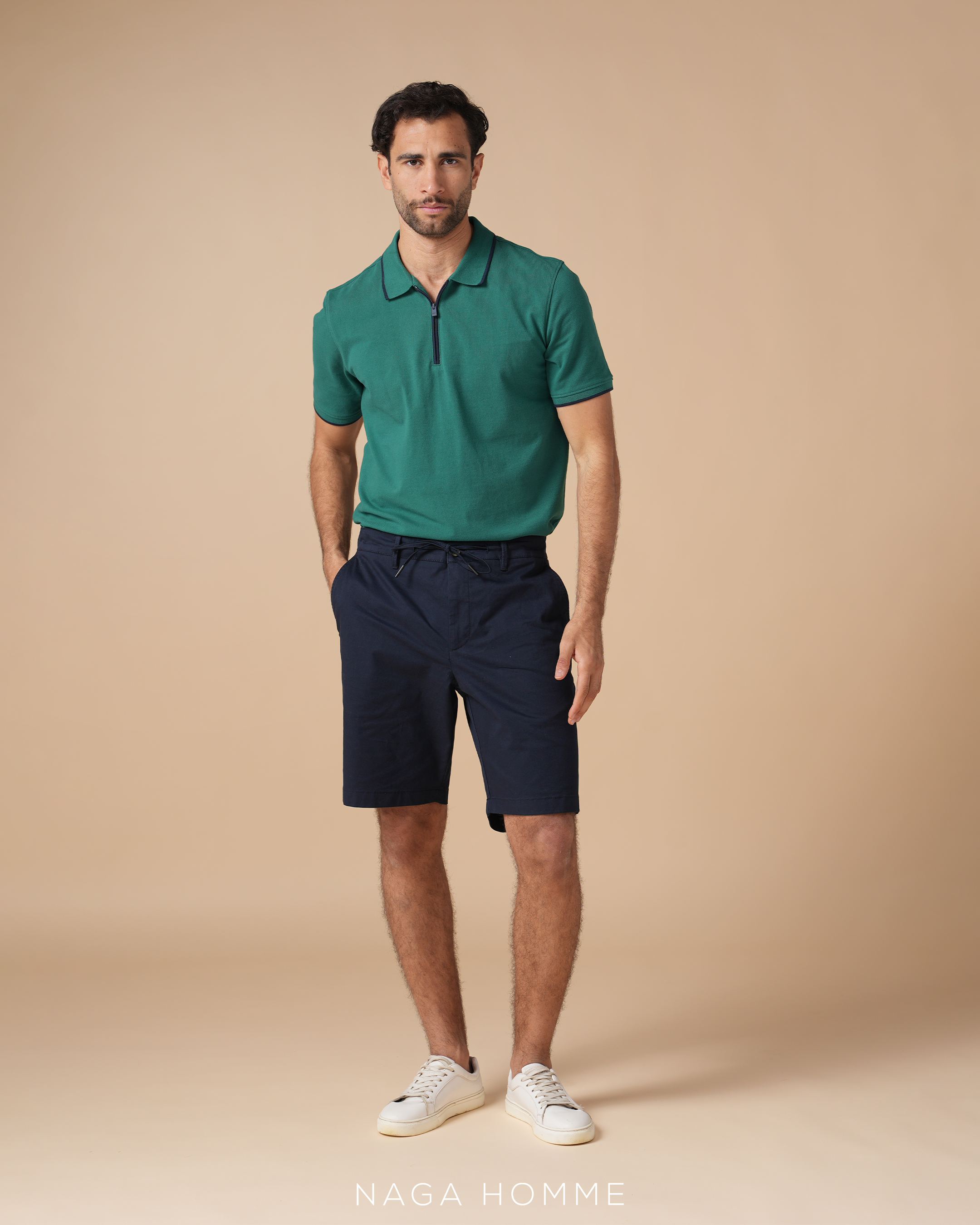 Green Plain Short Sleeves Polo 125