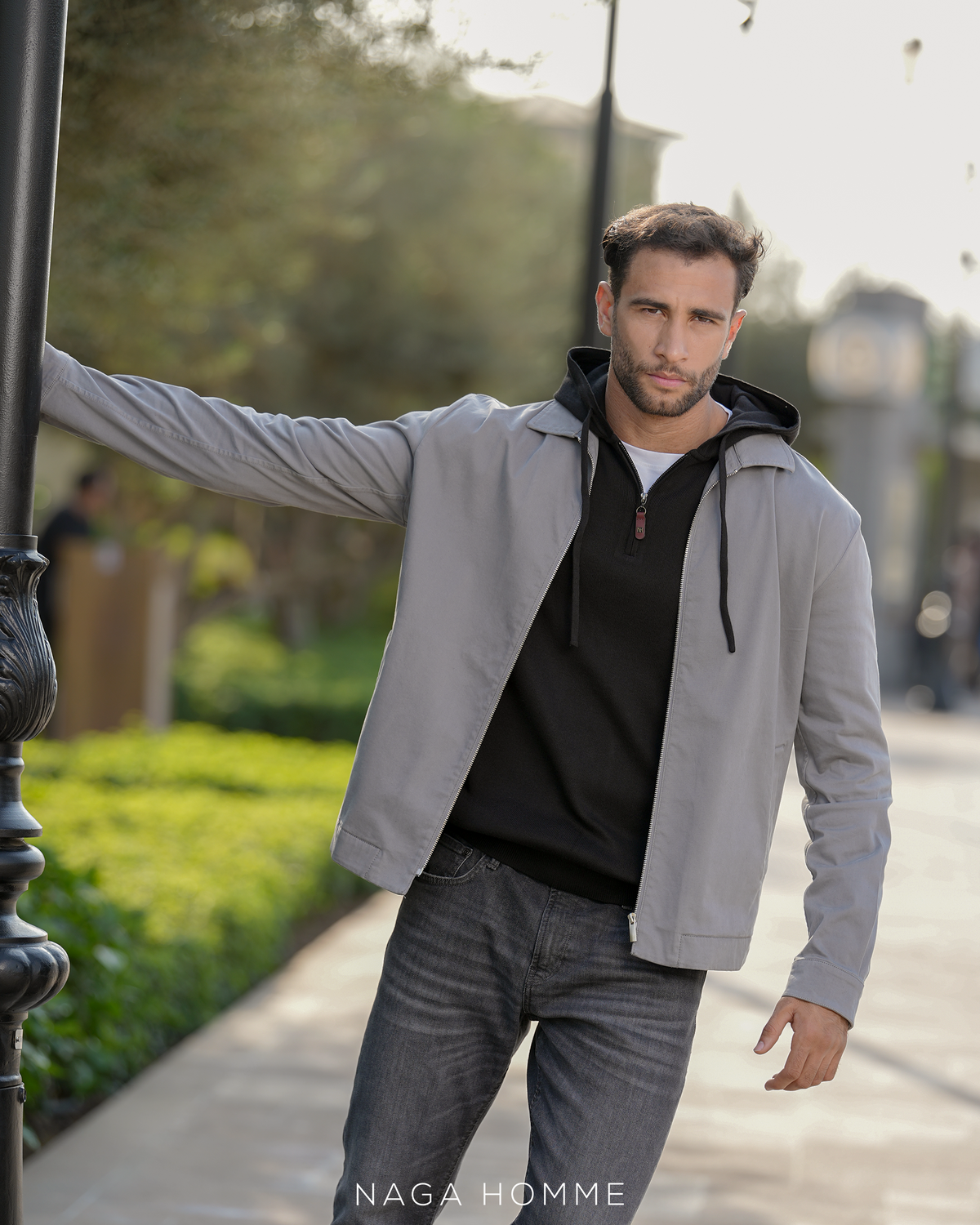 Men's Grey Jacket-MJKF-32