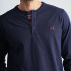 Men's Navy Pajama Set-MPJL143
