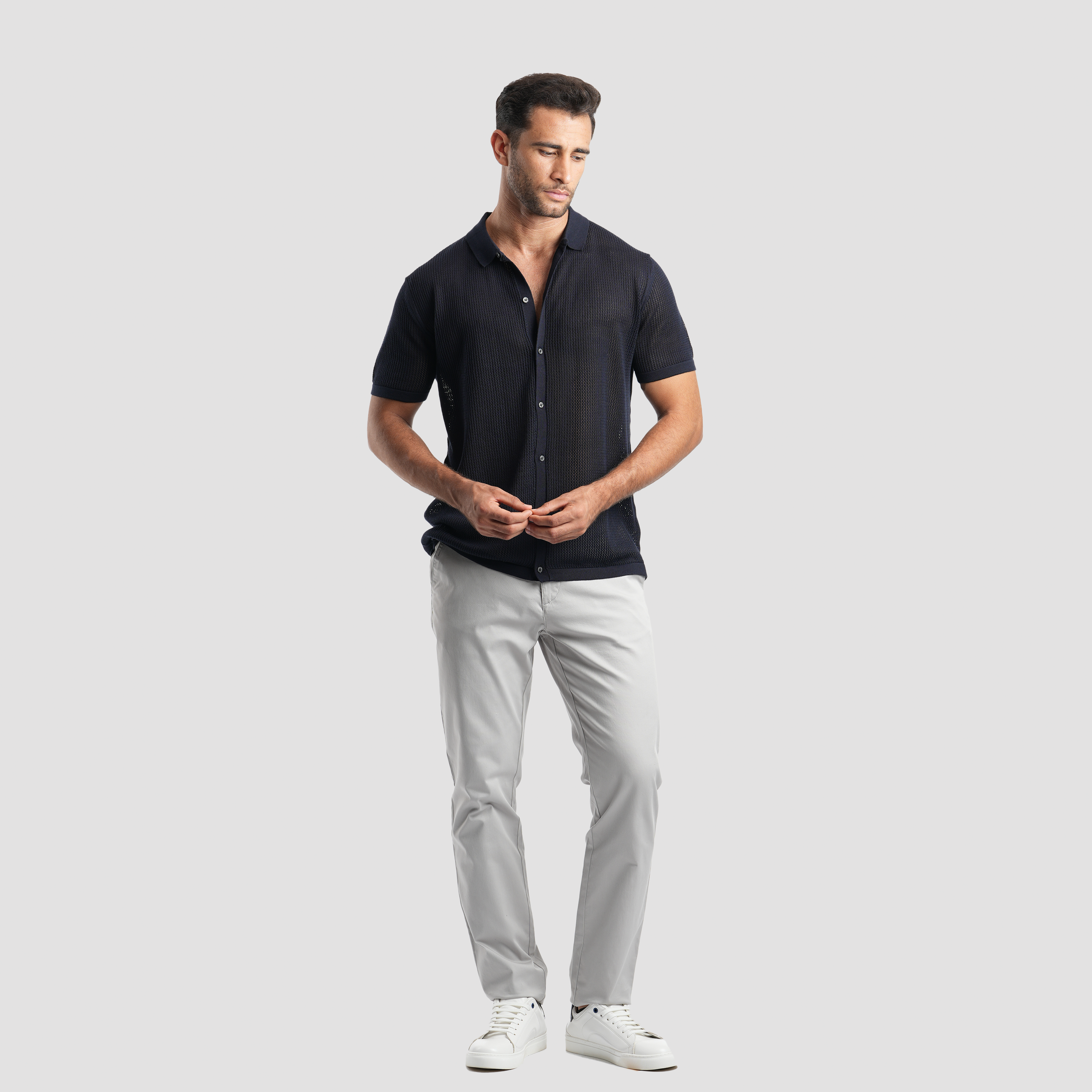 Navy short sleeve polo-MPO138s - Naga Homme