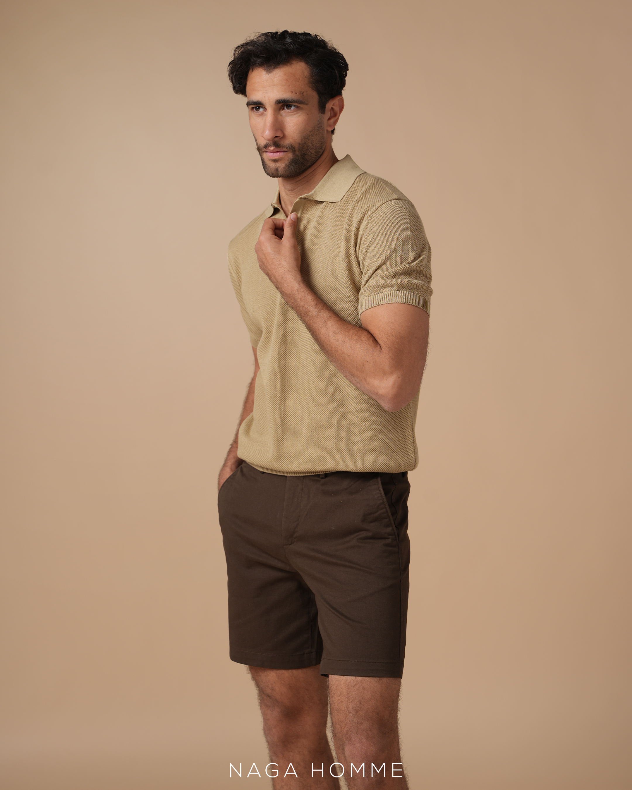 Men's Short sleeve Beige polo (MPO148)