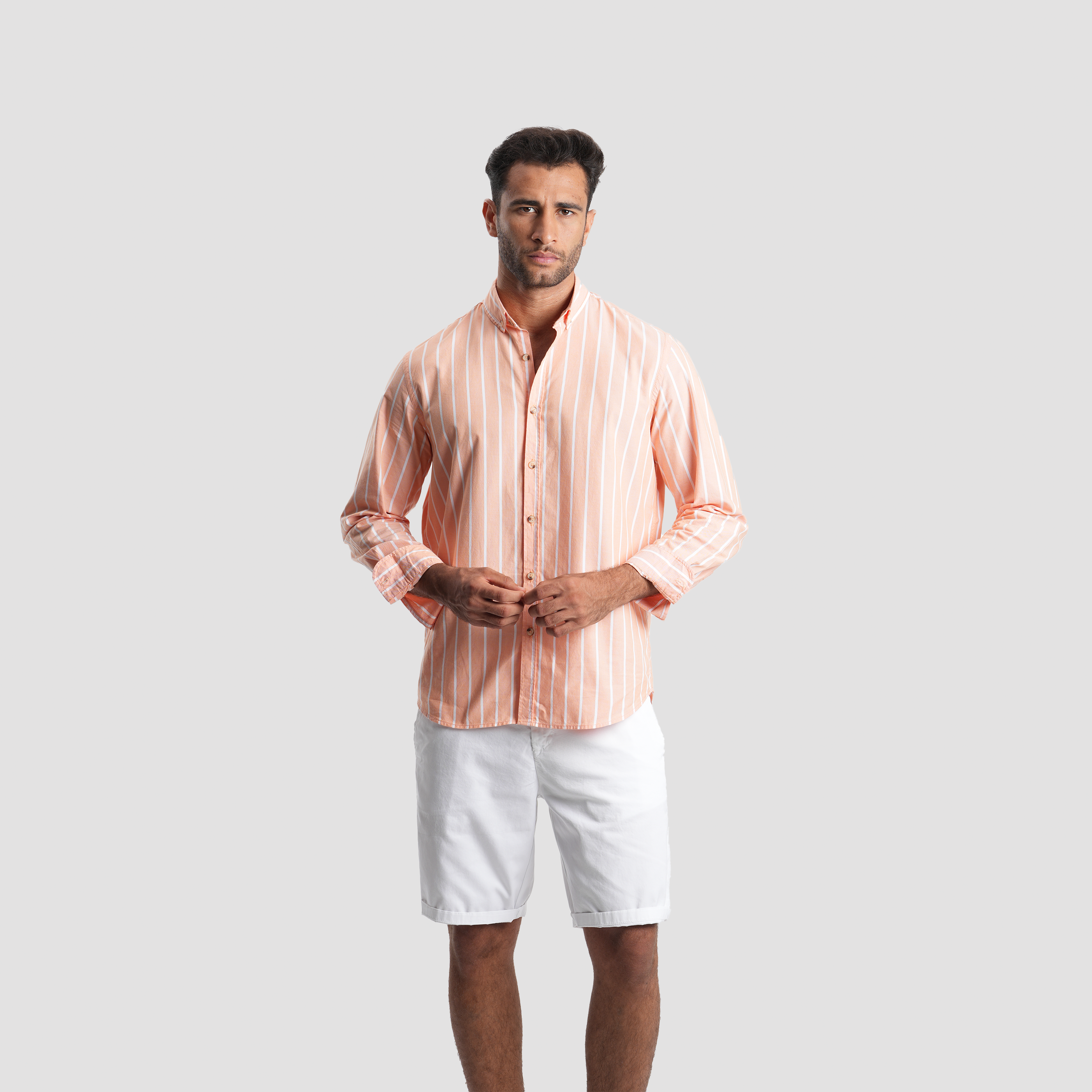 Orange Striped Shirt (MSH0116) - Naga Homme Main image
