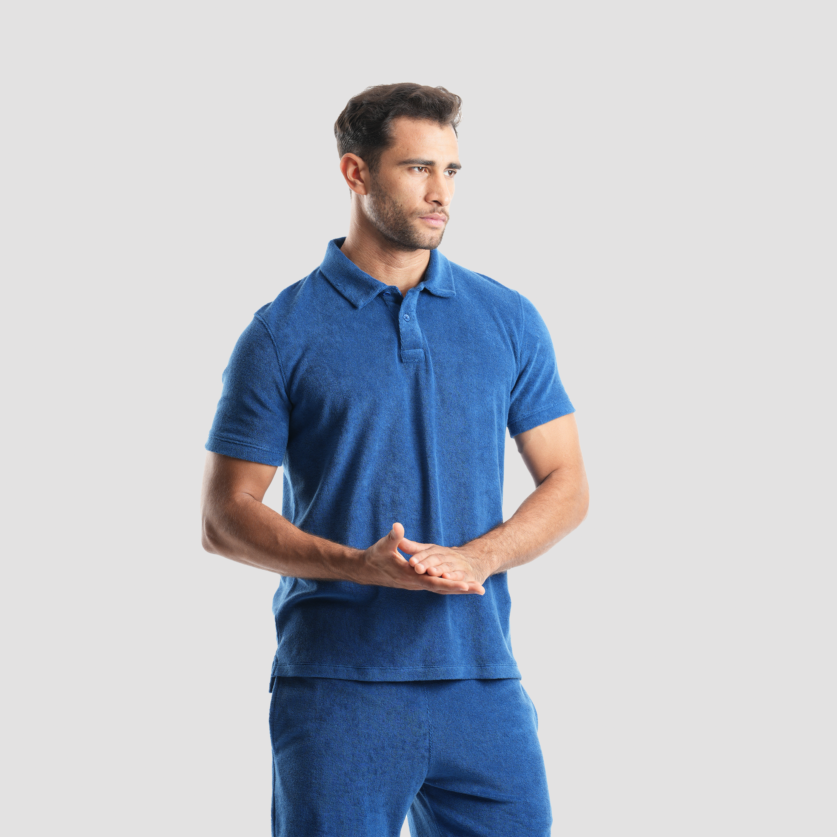Men's Dark Blue Towel Polo Shirt (MPOB-01) Secondary image