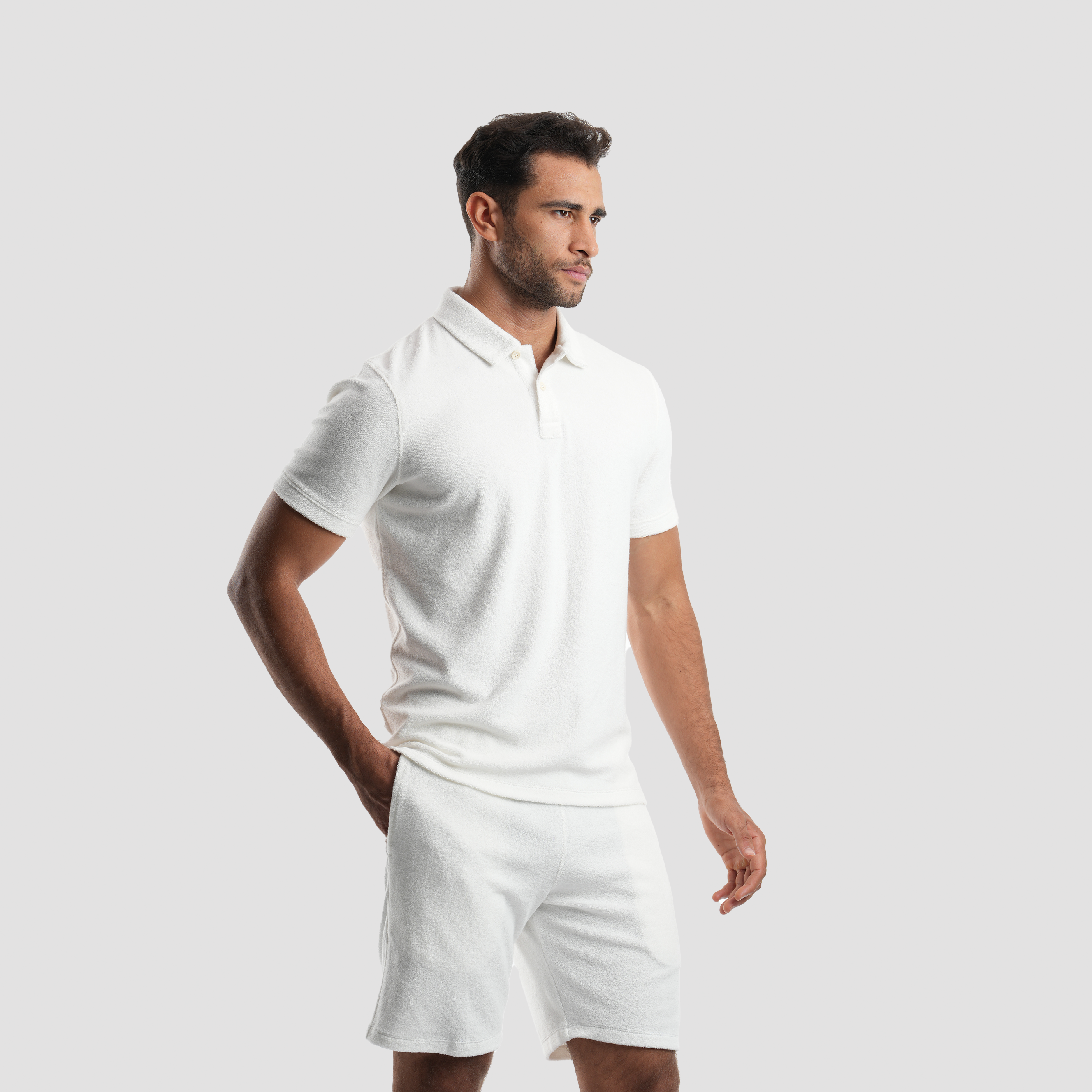 Men's Off-White Towel Polo Shirt-MPOB-01
