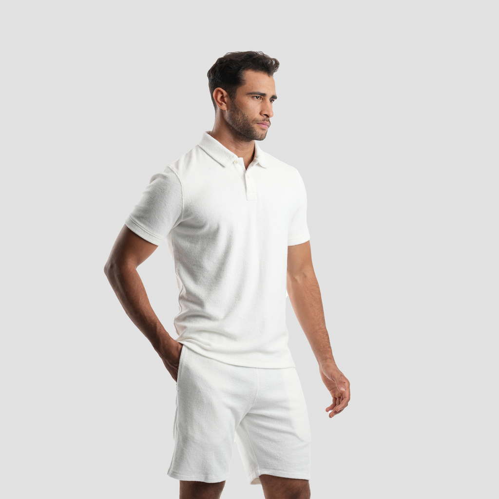 Men's Off-White Towel Polo Shirt-MPOB-01 - Naga Homme