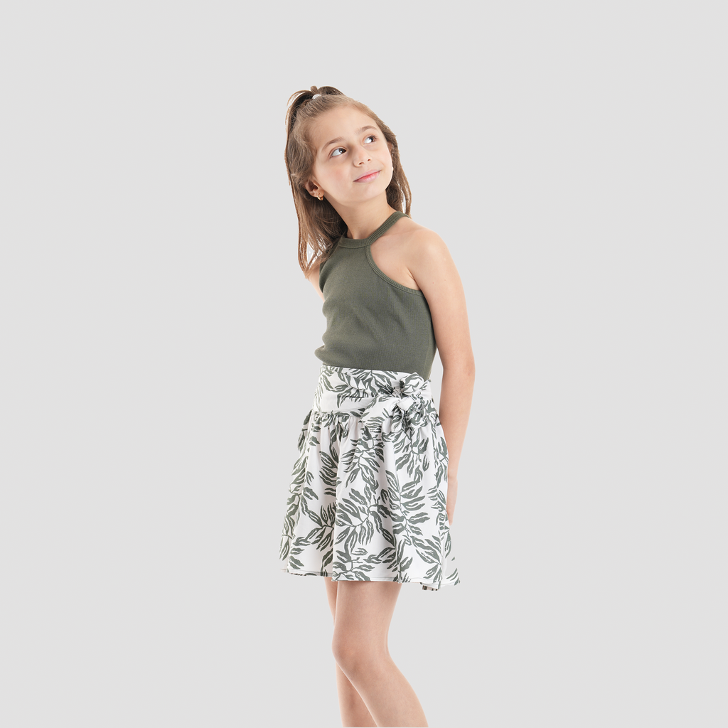 Leaf Print White Skirt-GSK-54S - Naga Homme