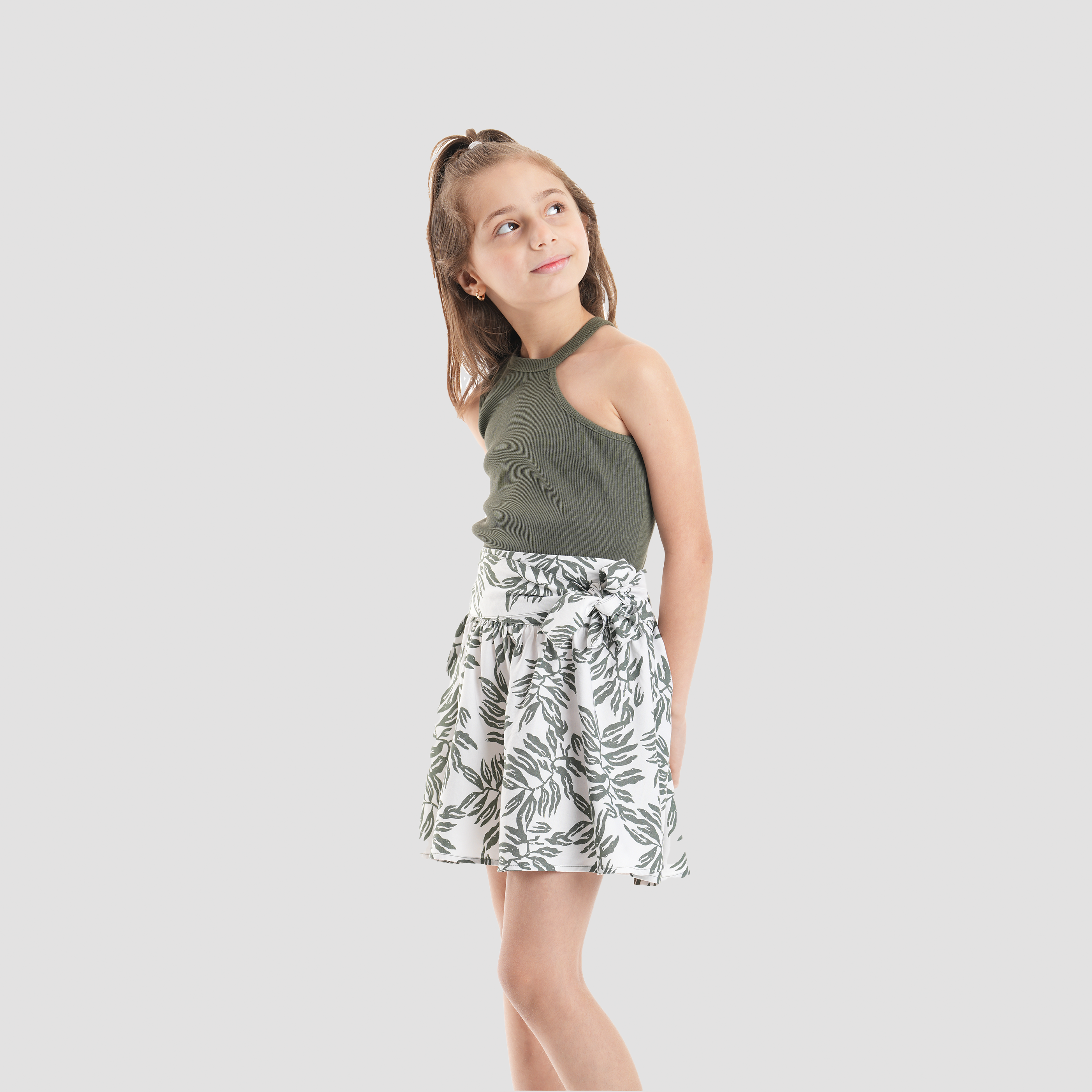 Leaf Print White Skirt-GSK-54S - Naga Homme