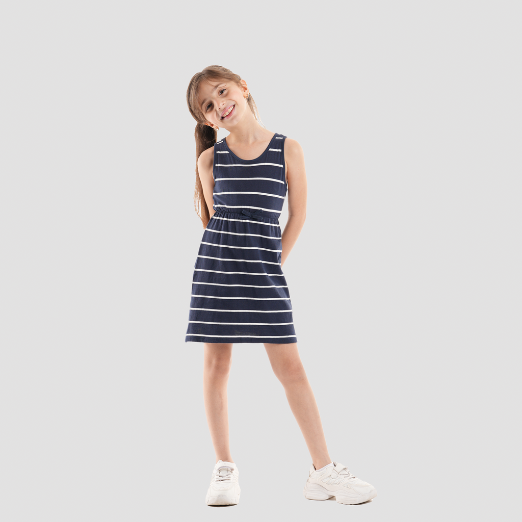 Navy Striped Dress-GDR-46S - Naga Homme