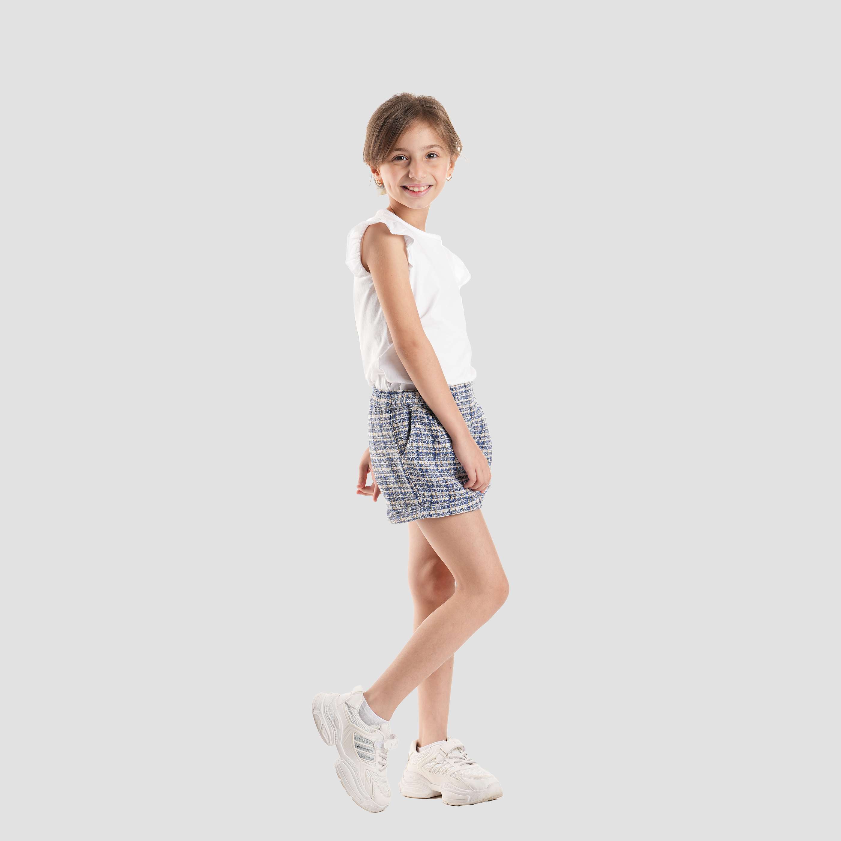 Blue Patterned Short for Girls-GSR-33 - Naga Homme