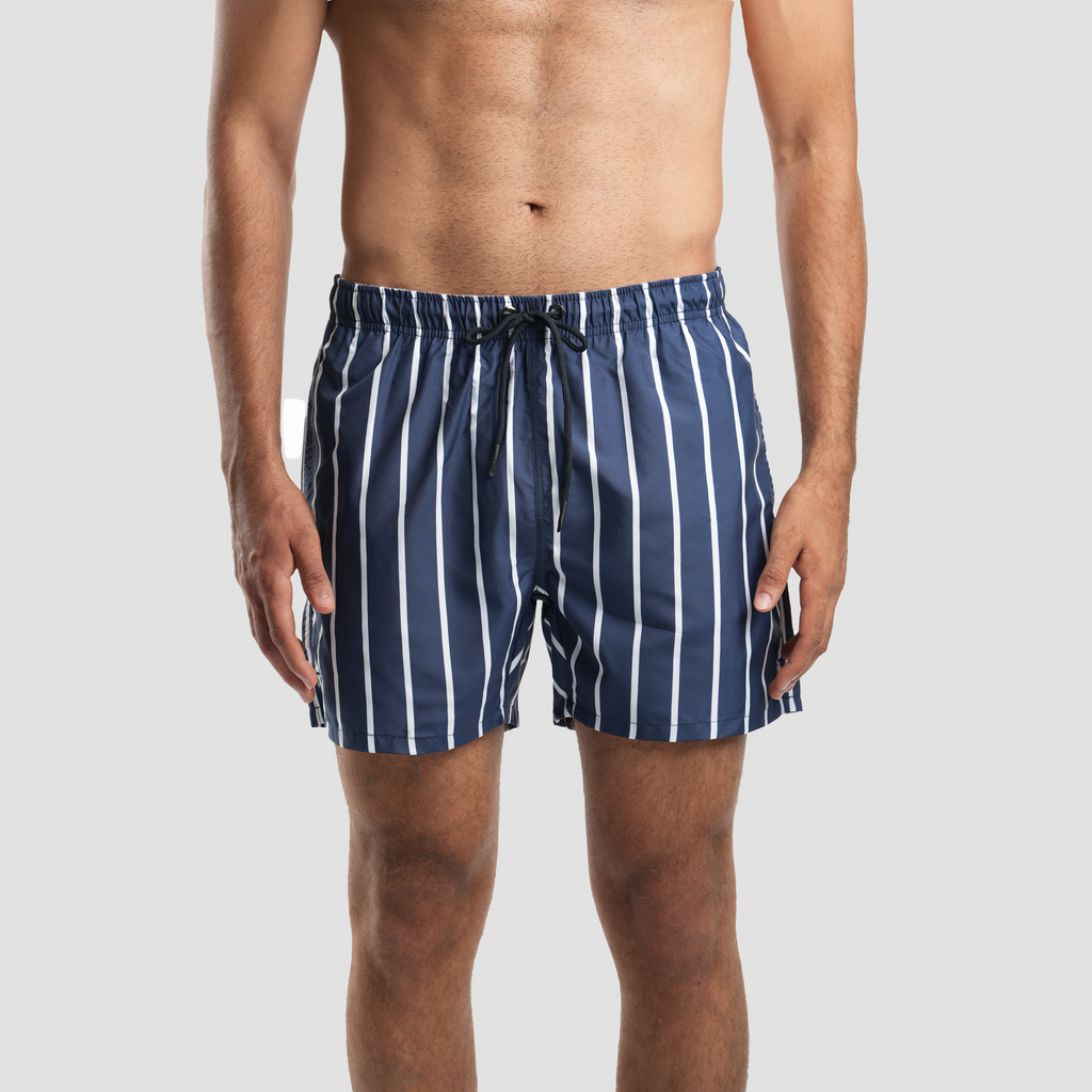 Navy Striped Swim Shorts-MSM-14 - Naga Homme