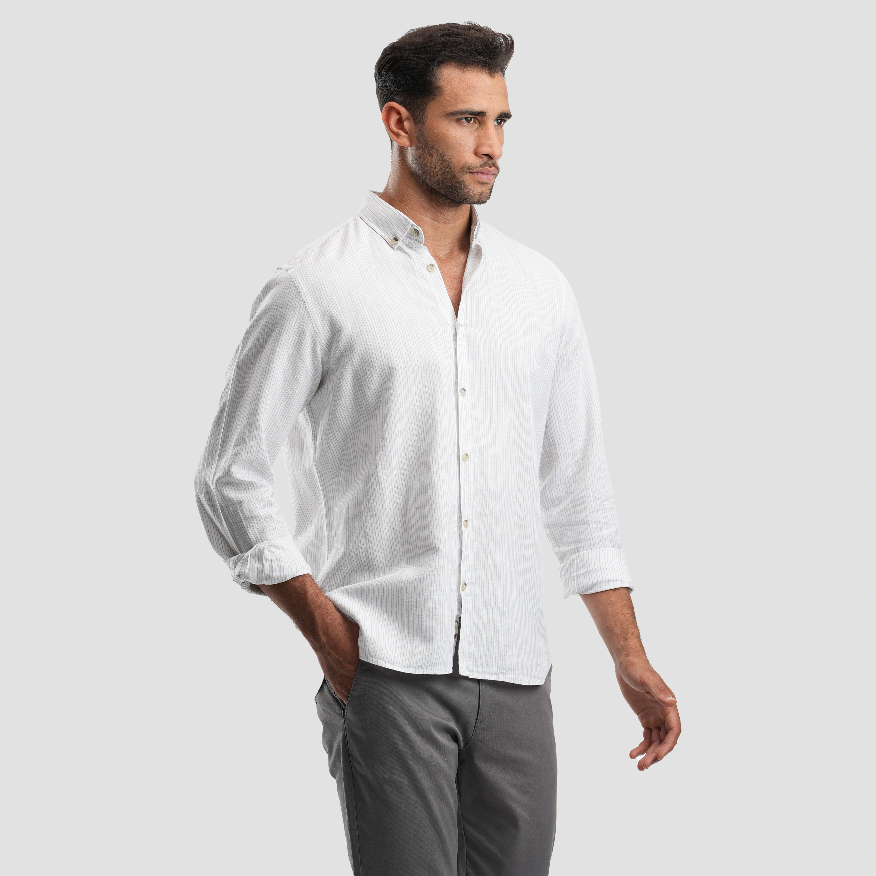 Grey*White Modern shirt (MSH585) - Naga Homme