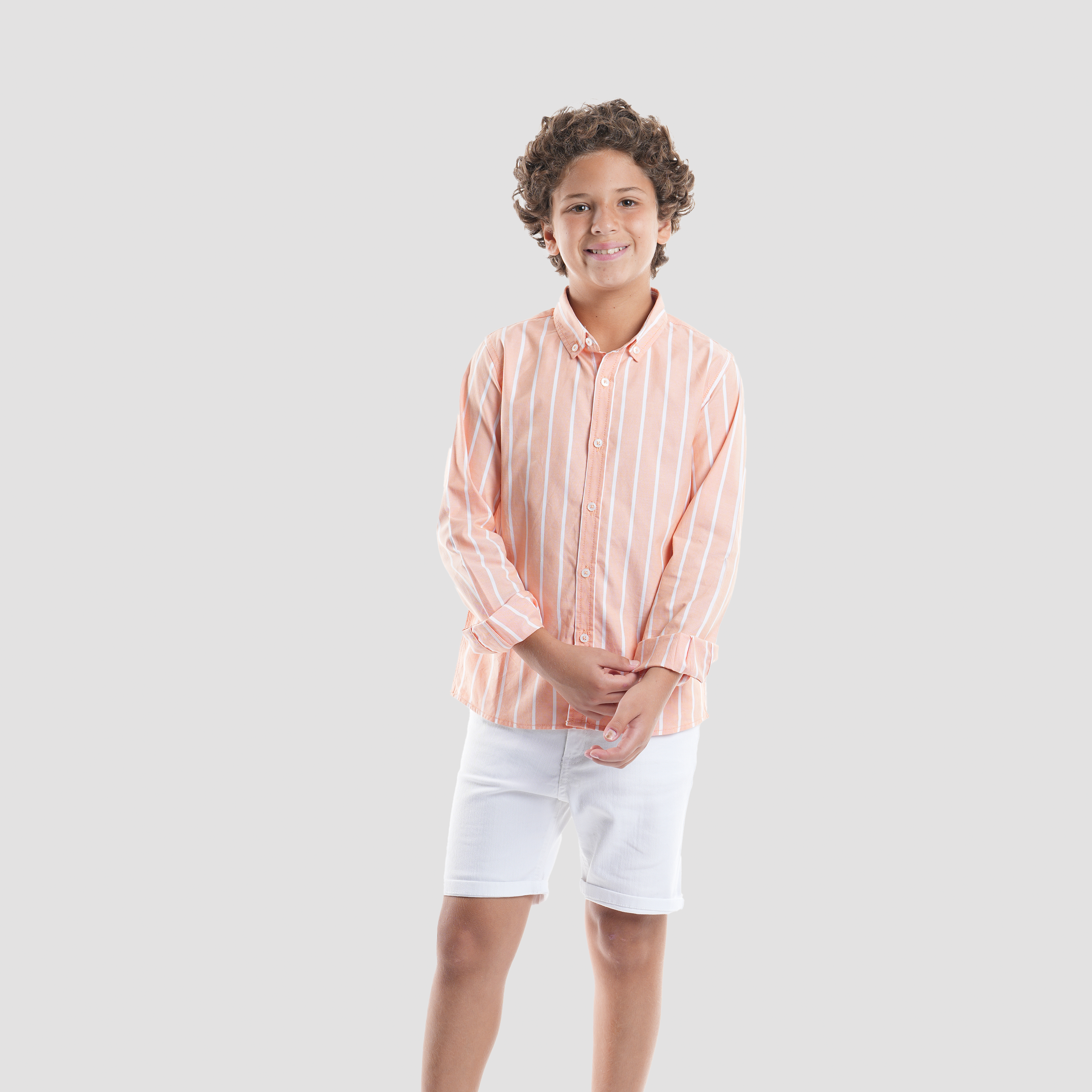 Boys' Orange Striped Shirt-BSH156S - Naga Homme Main image