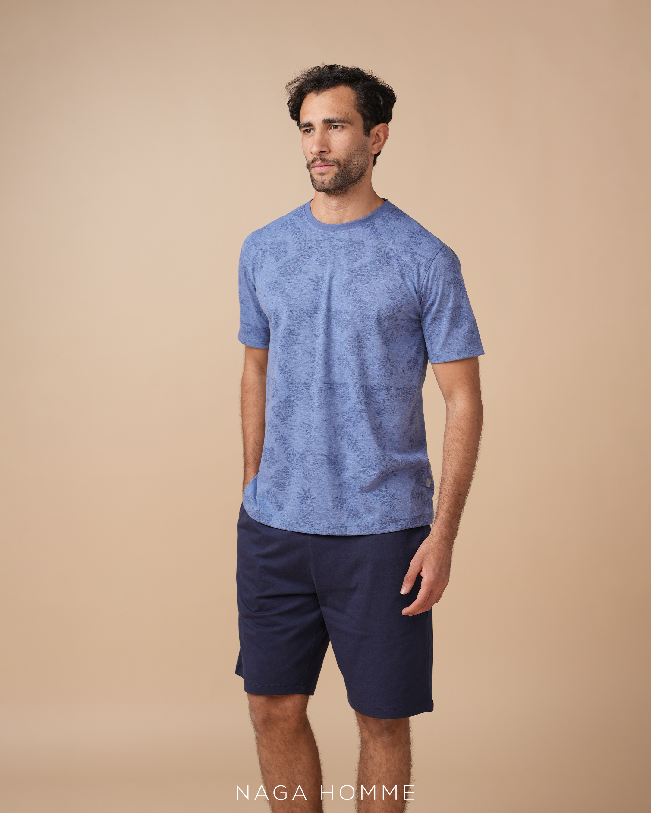 Dark Blue Short Pajamas-(MPJS-59)