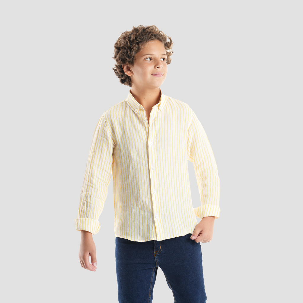 Boys' Yellow Linen Shirt-BSH157S - Naga Homme