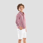 Boys' Dark Red Linen Shirt-BSH148S - Naga Homme