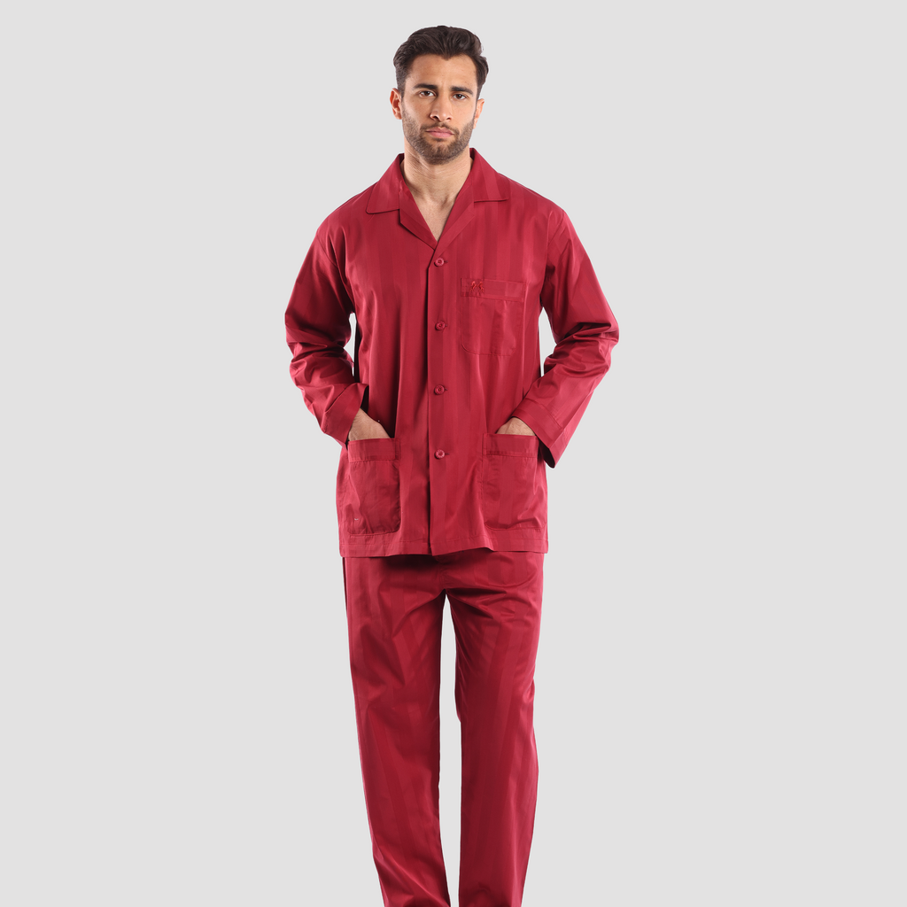 Dark Red Classic Pajamas - MPJLC137 - nagahomme