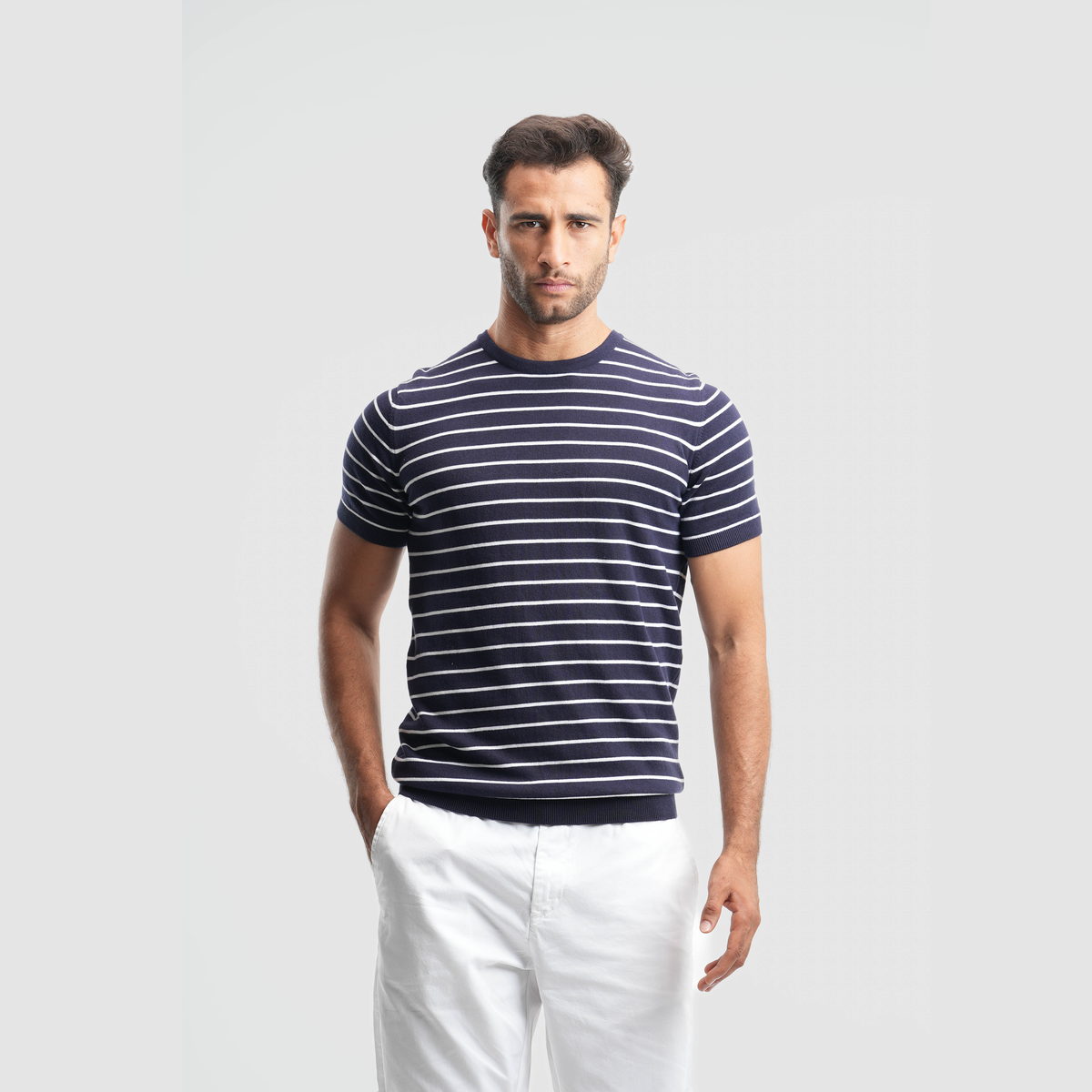 Men's Short sleeve navy polo-MPO137s